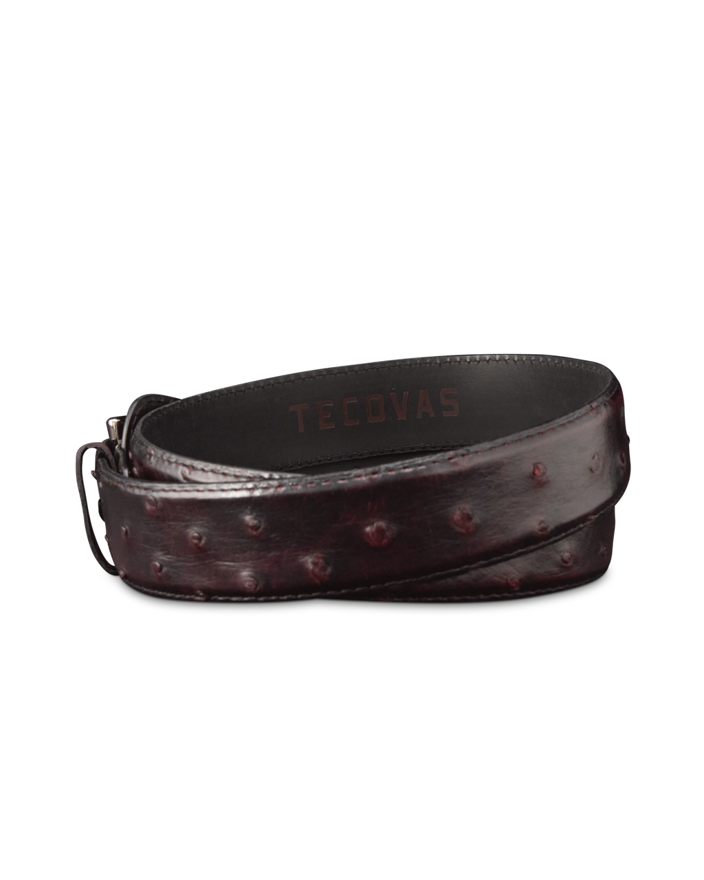 Men's Ostrich Belt - Black Cherry Ostrich