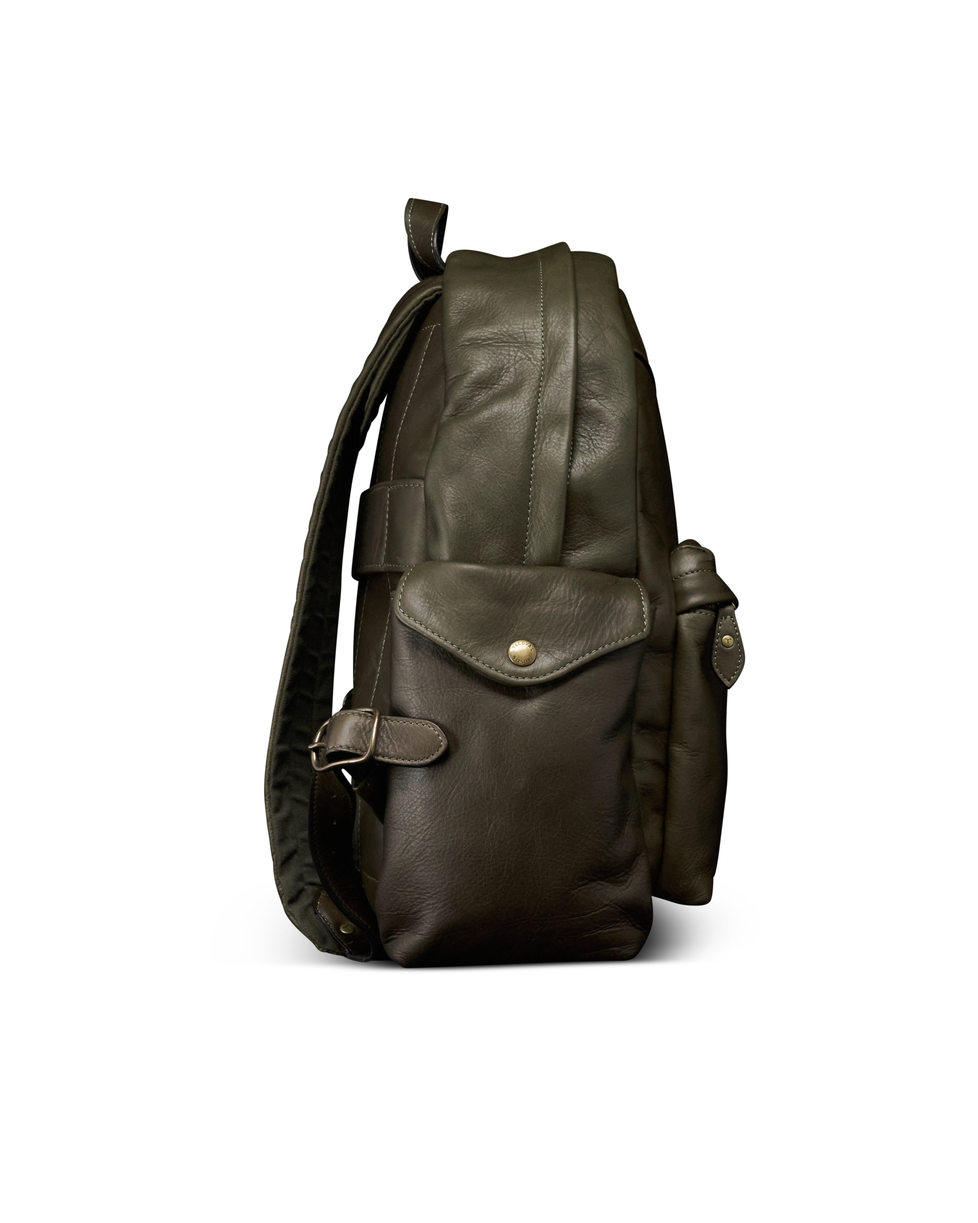 Men's Leather Backpack - Dark Olive Cowhide