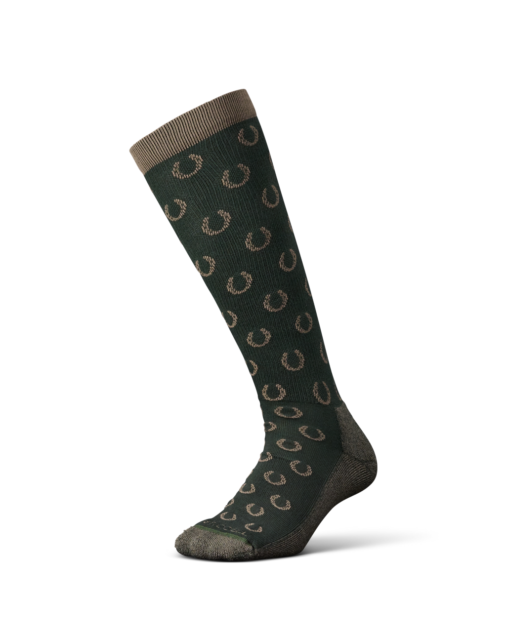 Over-the-Calf Plaid & Horseshoe Socks (3-Pack) - Green Khaki Dark Brown Polyester Spandex