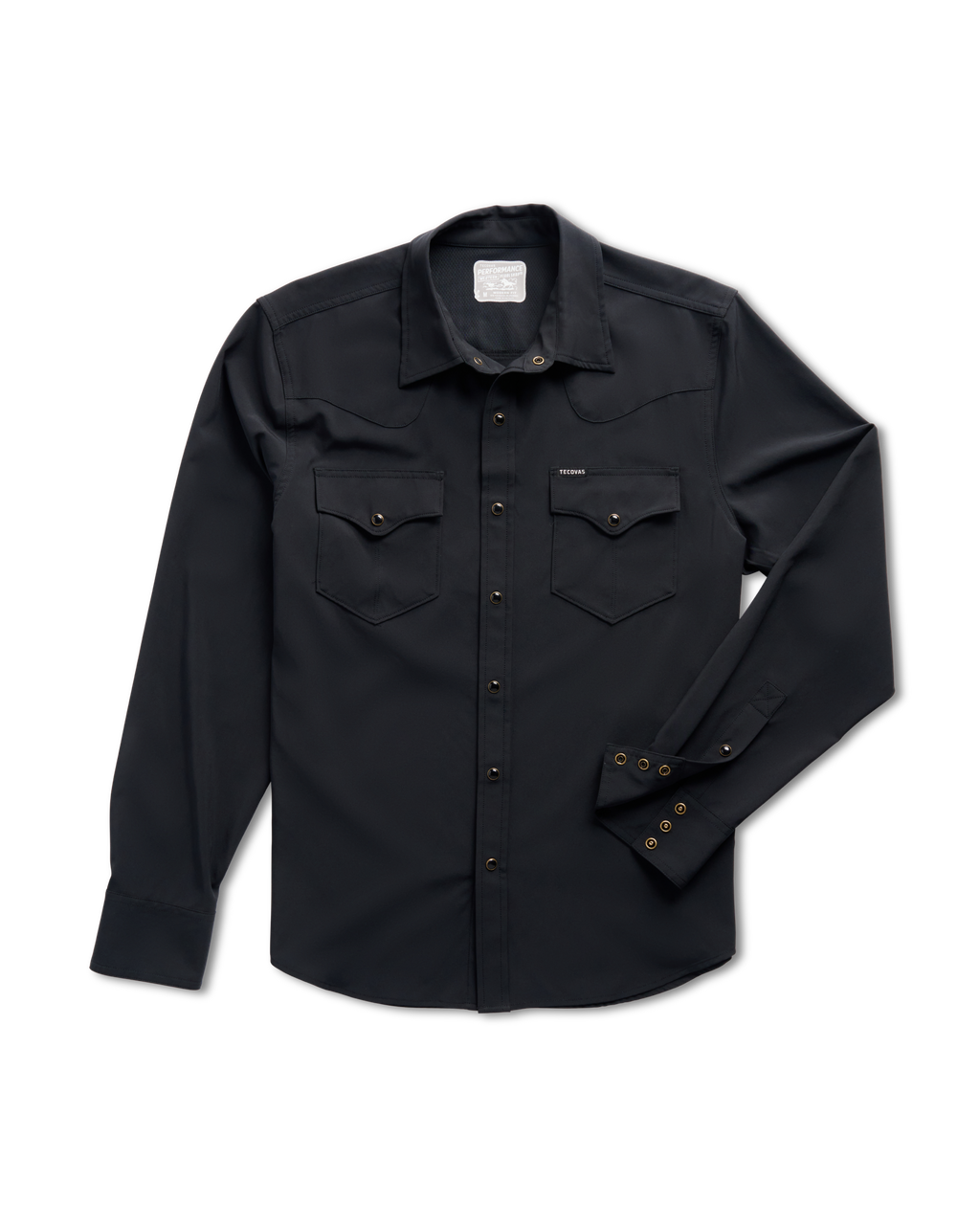 Men's Performance Long Sleeve Western Pearl Snap - Classic Fit - Black Performance