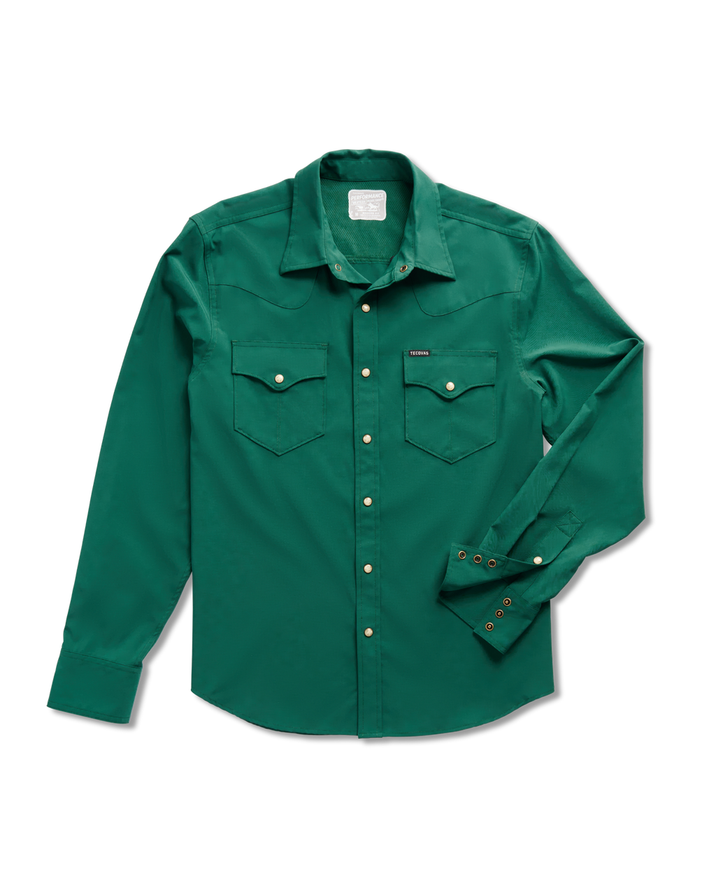 Men's Performance Long Sleeve Western Pearl Snap - Classic Fit - Hunter Green Performance