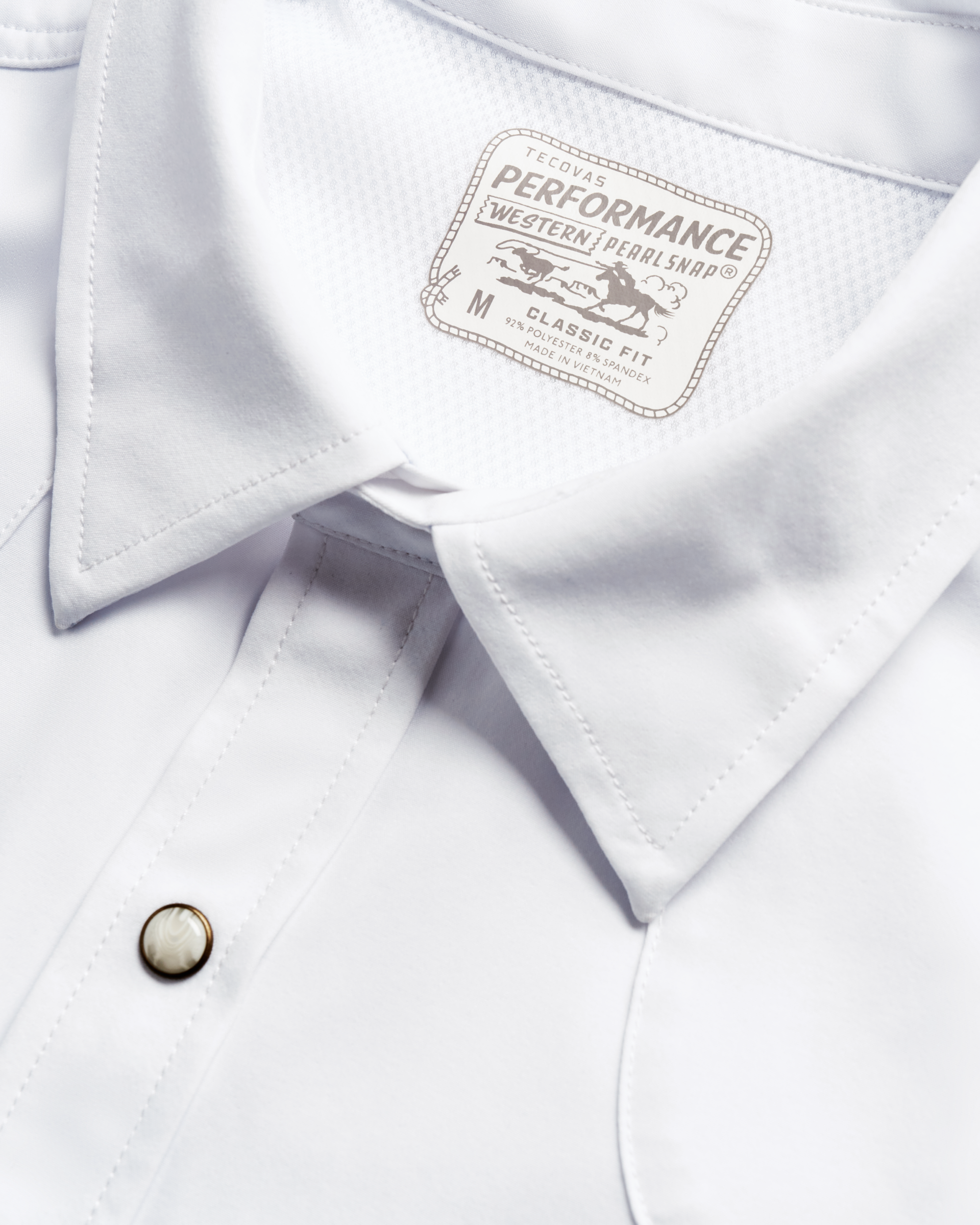 Men's Performance Long Sleeve Western Pearl Snap - Classic Fit - White Performance