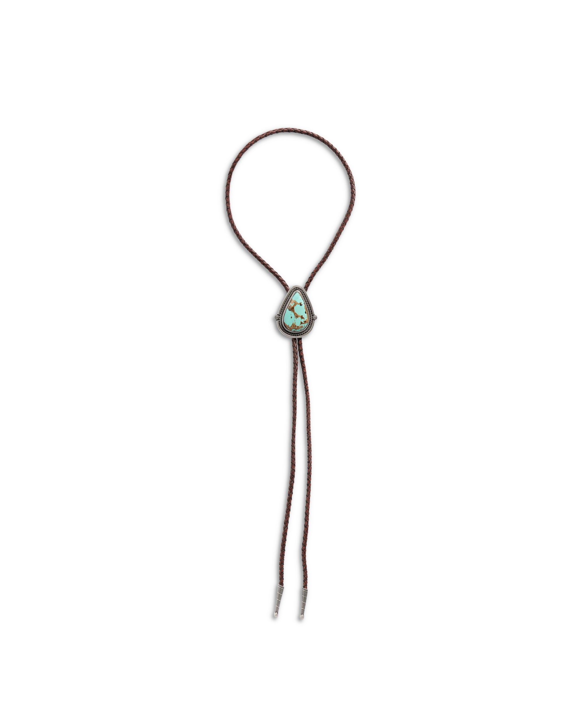 Iron Lamb Turquoise Drop Bolo - Turquoise Brown Turquoise