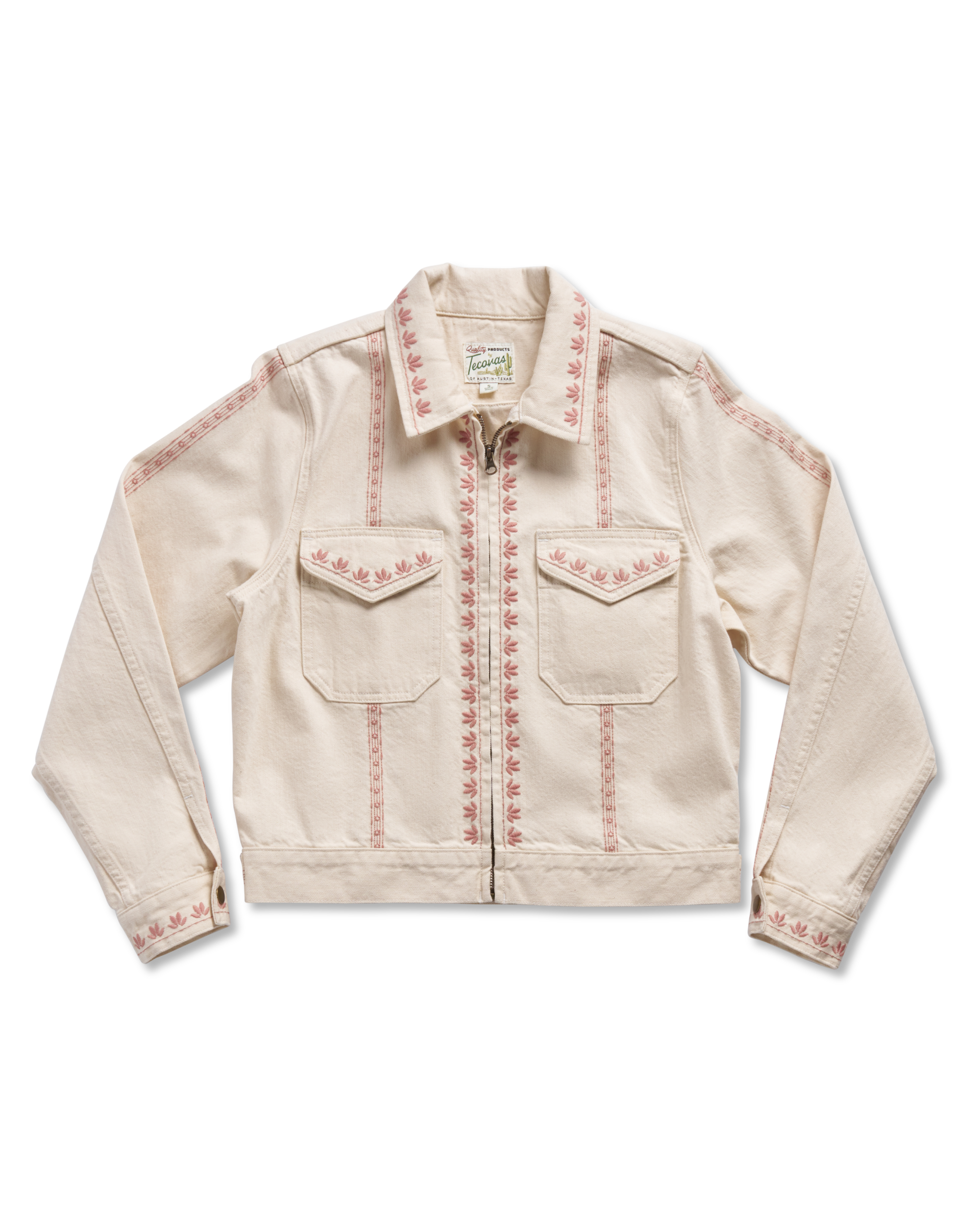 Women's Embroidered Mechanic's Jacket - Natural Denim