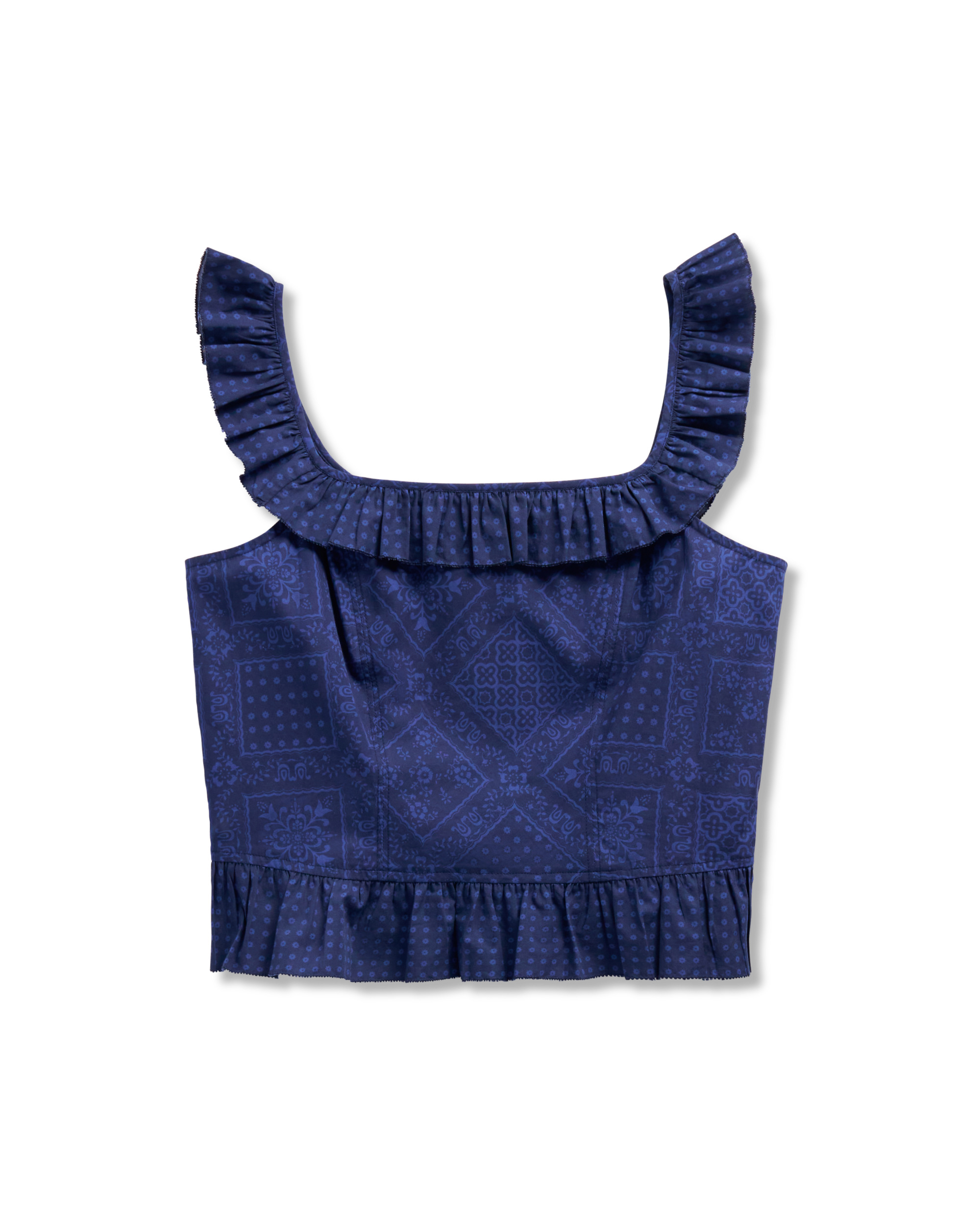 Women’s Bandana Peplum Tank - Navy Cotton