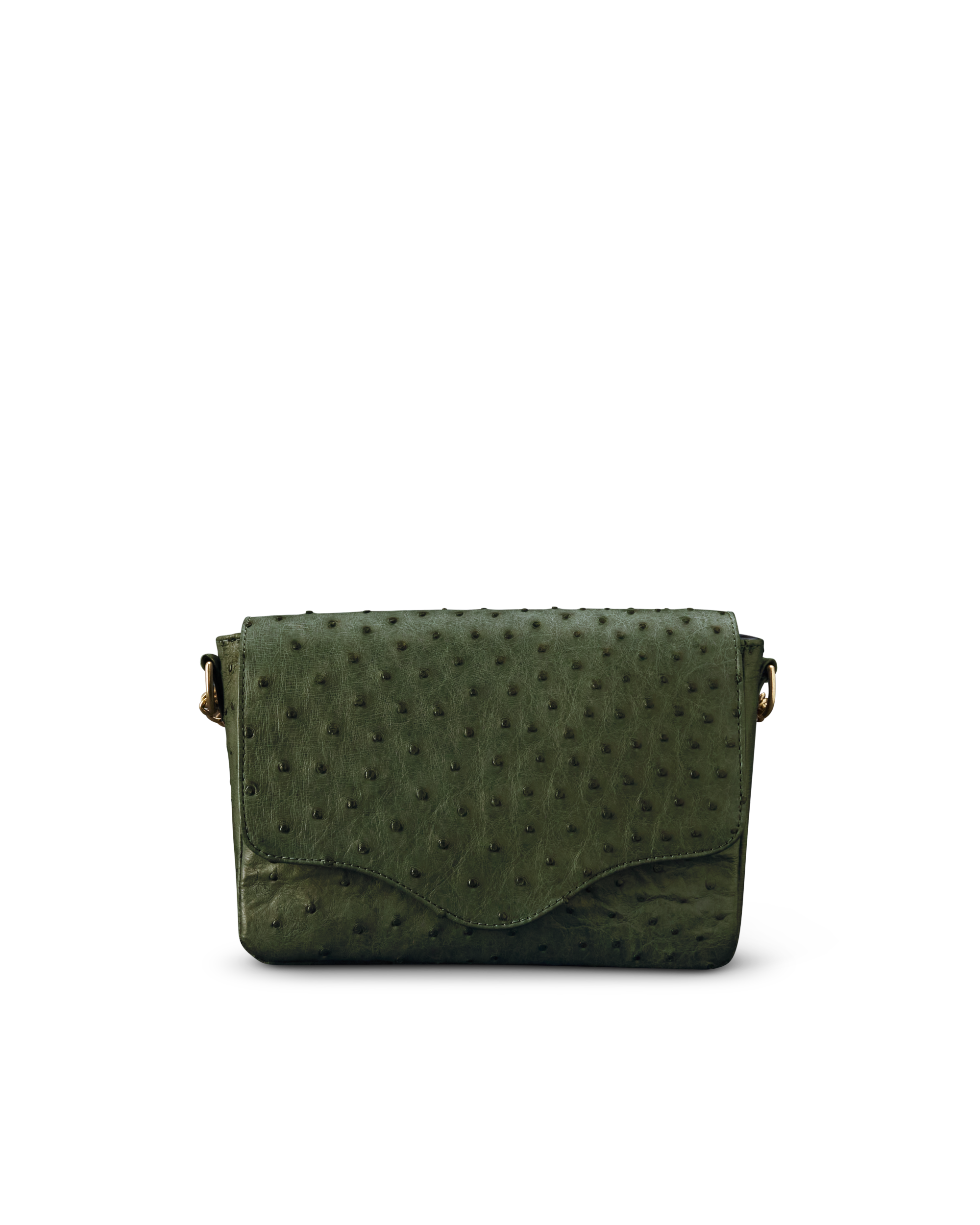 Ostrich Shoulder Bag - Forest Green Ostrich
