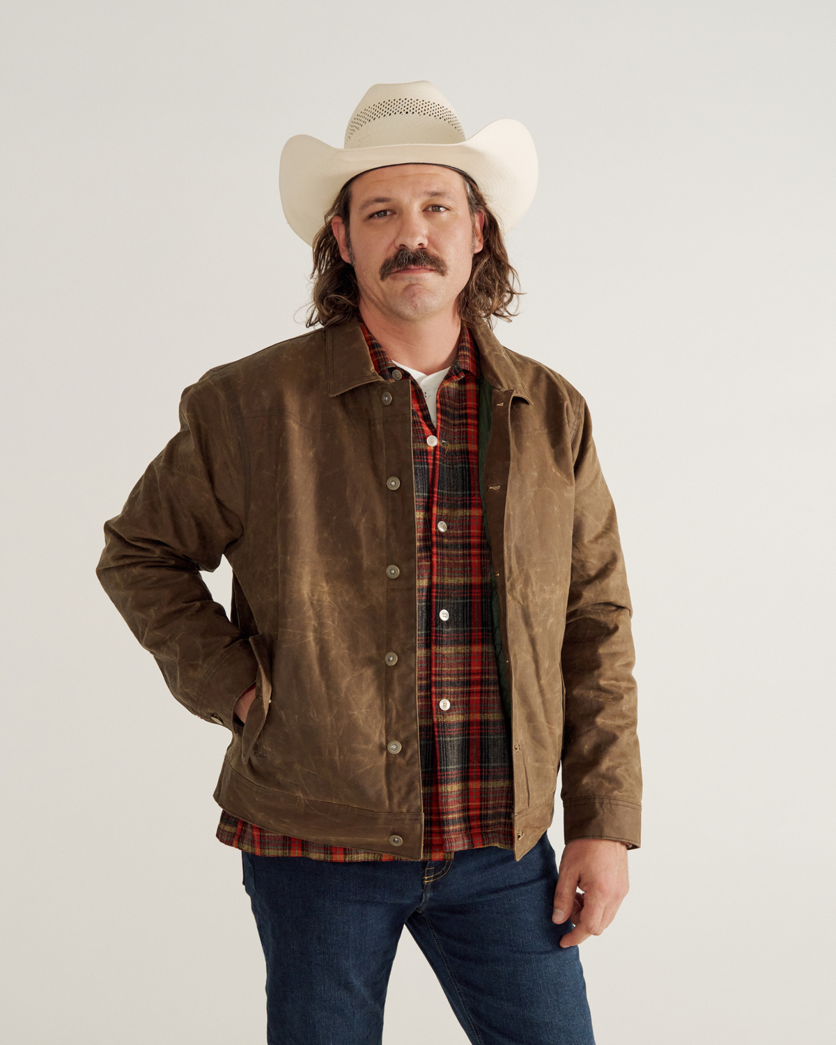 Men's Buckaroo Waxed Canvas Trucker Jacket - Black Cotton