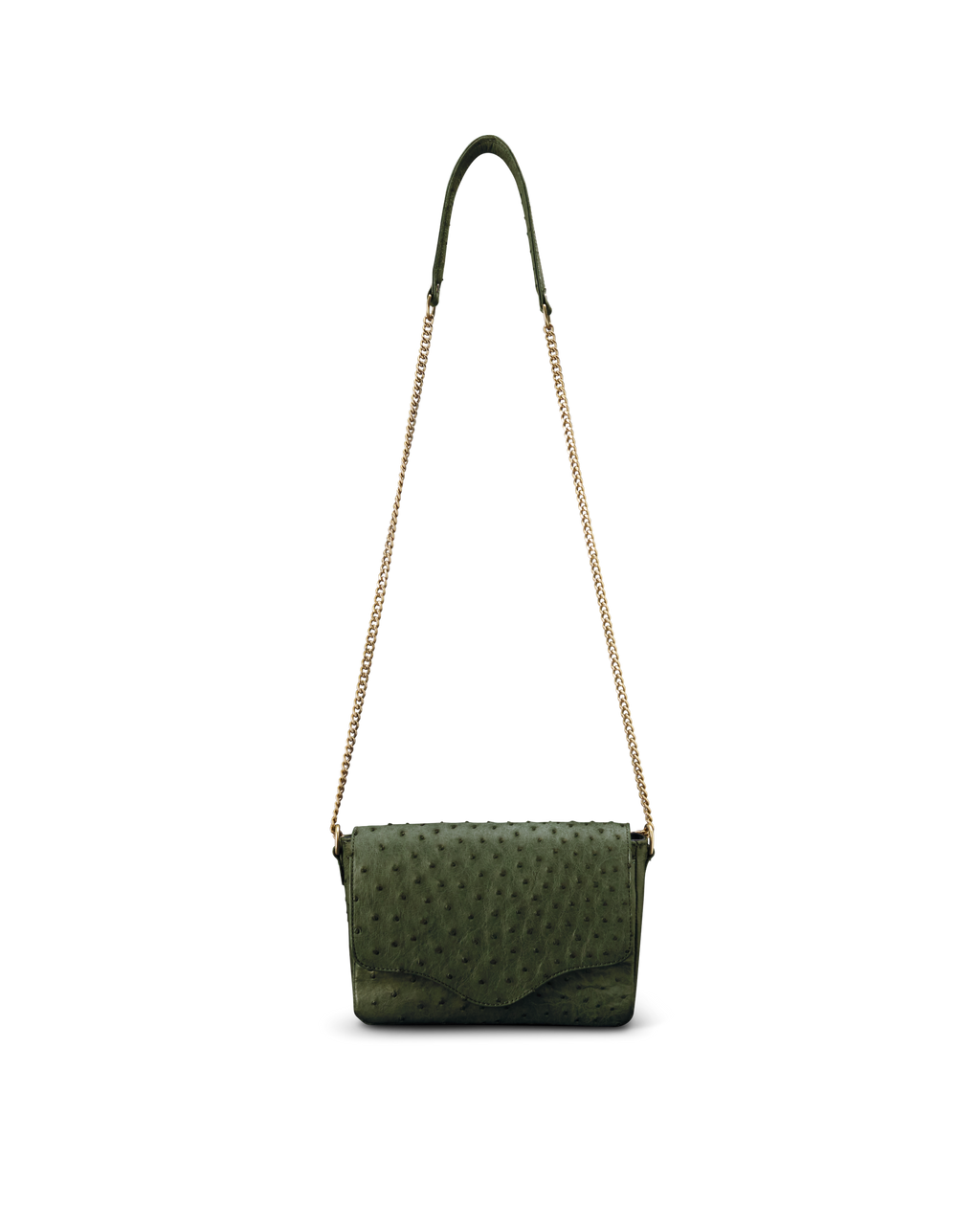 Ostrich Shoulder Bag - Forest Green Ostrich