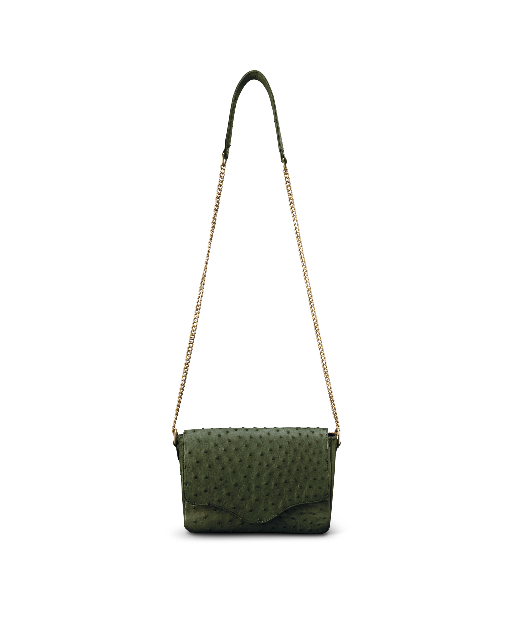 Ostrich Shoulder Bag - Forest Green Ostrich