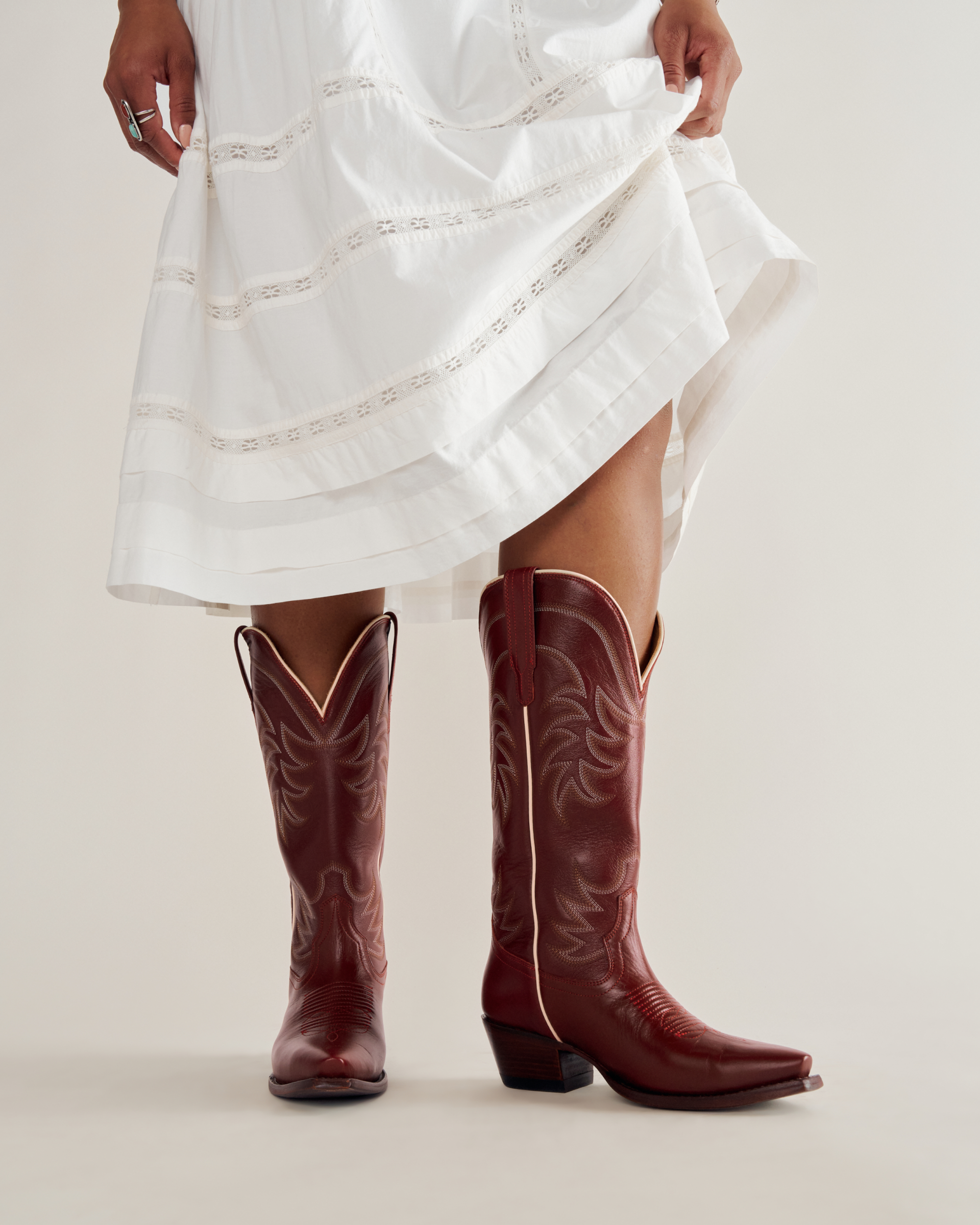 The Annie Wide Calf - Scarlet Cowhide