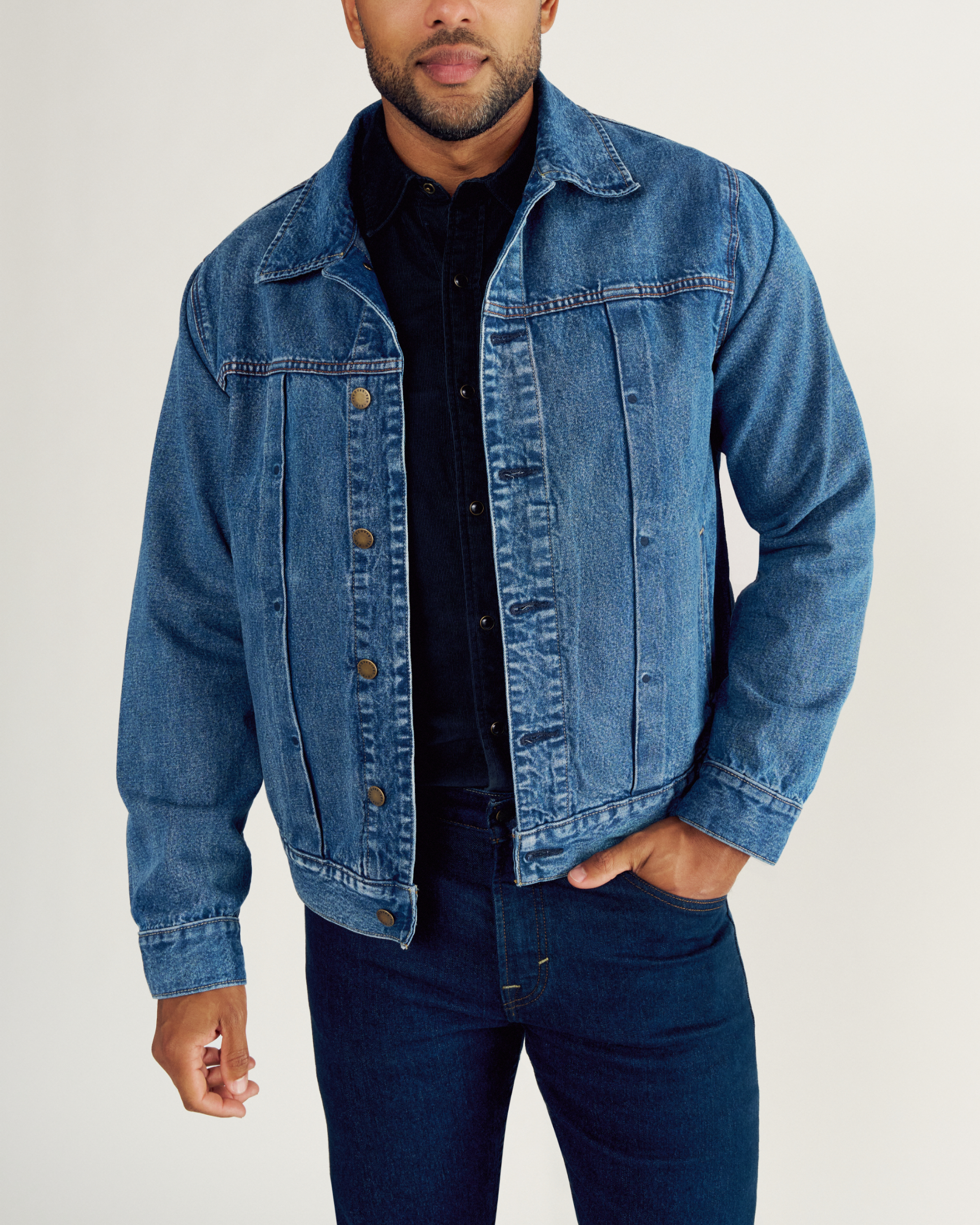 Men's Denim Ranch Hand Trucker Jacket - Medium Wash Denim