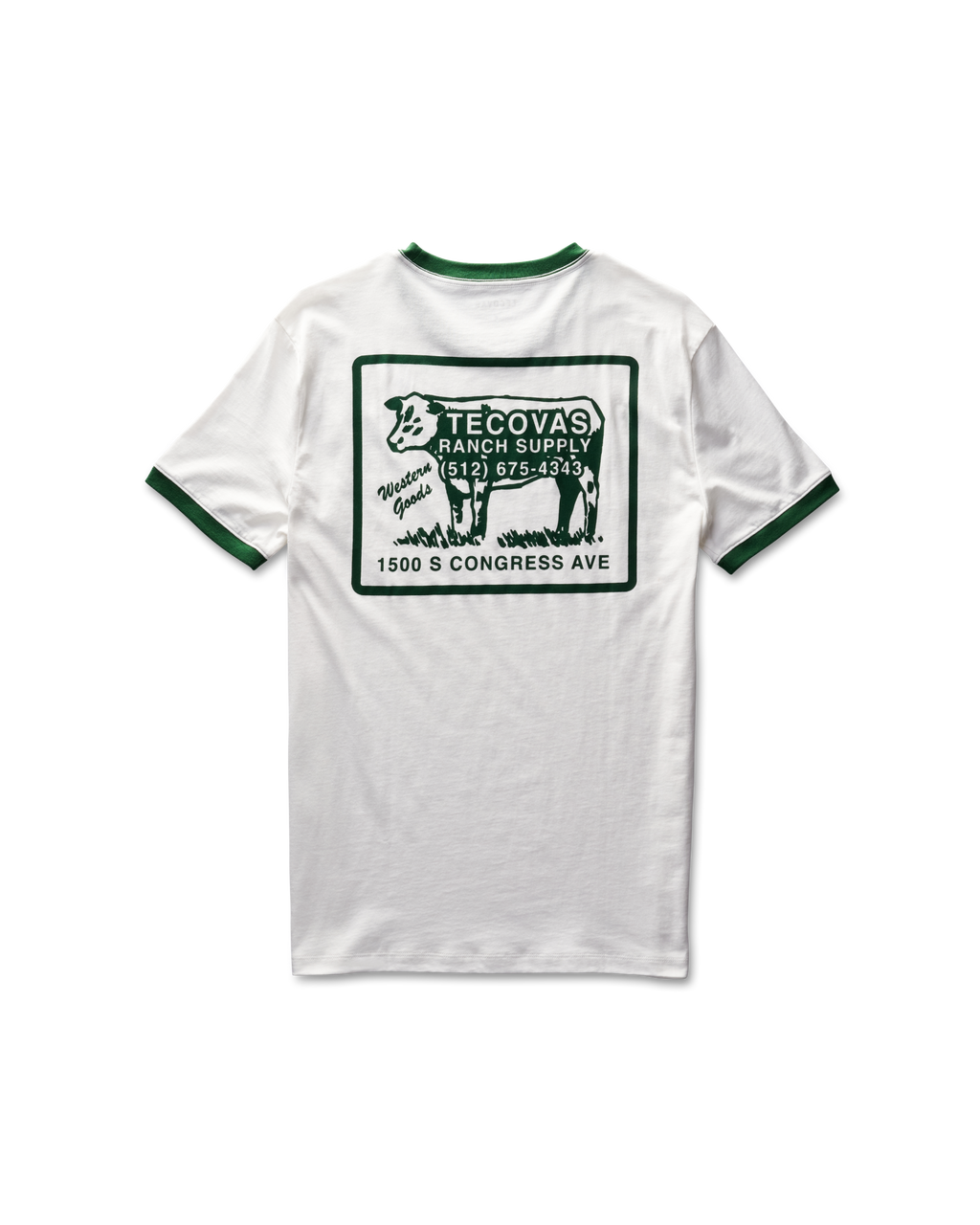 Men's Tecovas Ranch Supply Ringer Tee - Bone Green Pima Cotton