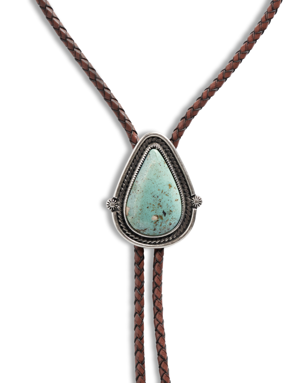 Iron Lamb Turquoise Drop Bolo - Turquoise Brown Turquoise