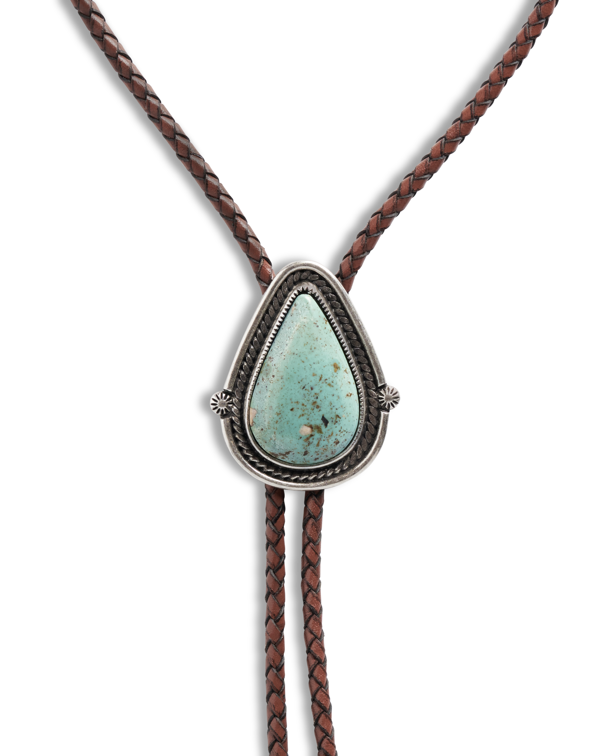 Iron Lamb Turquoise Drop Bolo - Turquoise Brown Turquoise