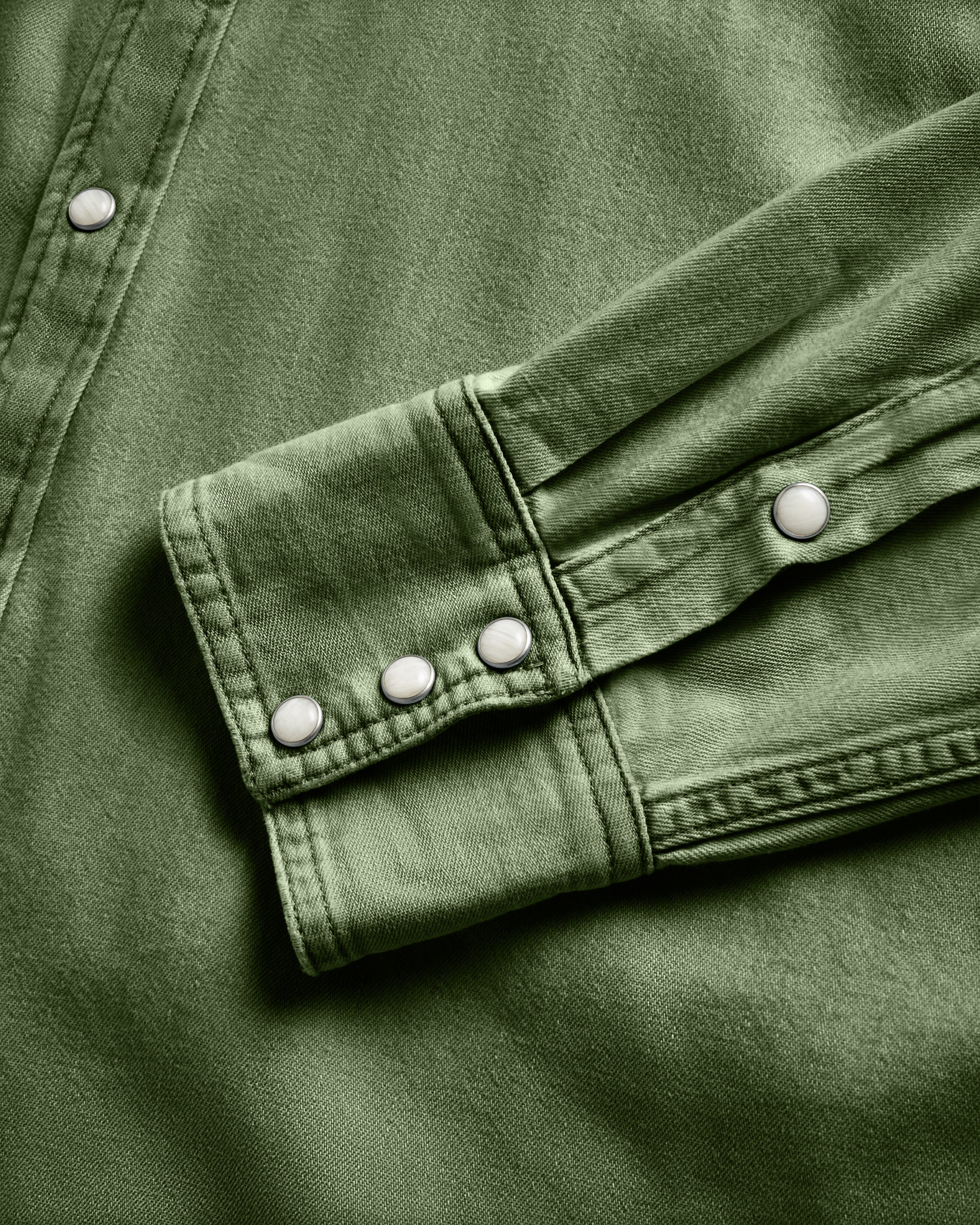 Men's Denim Long Sleeve Pearl Snap - Hunter Green Denim