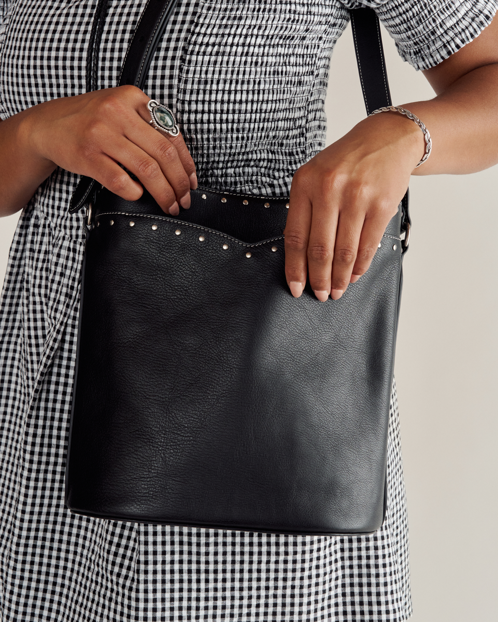 Cowhide Bucket Bag - Black Cowhide