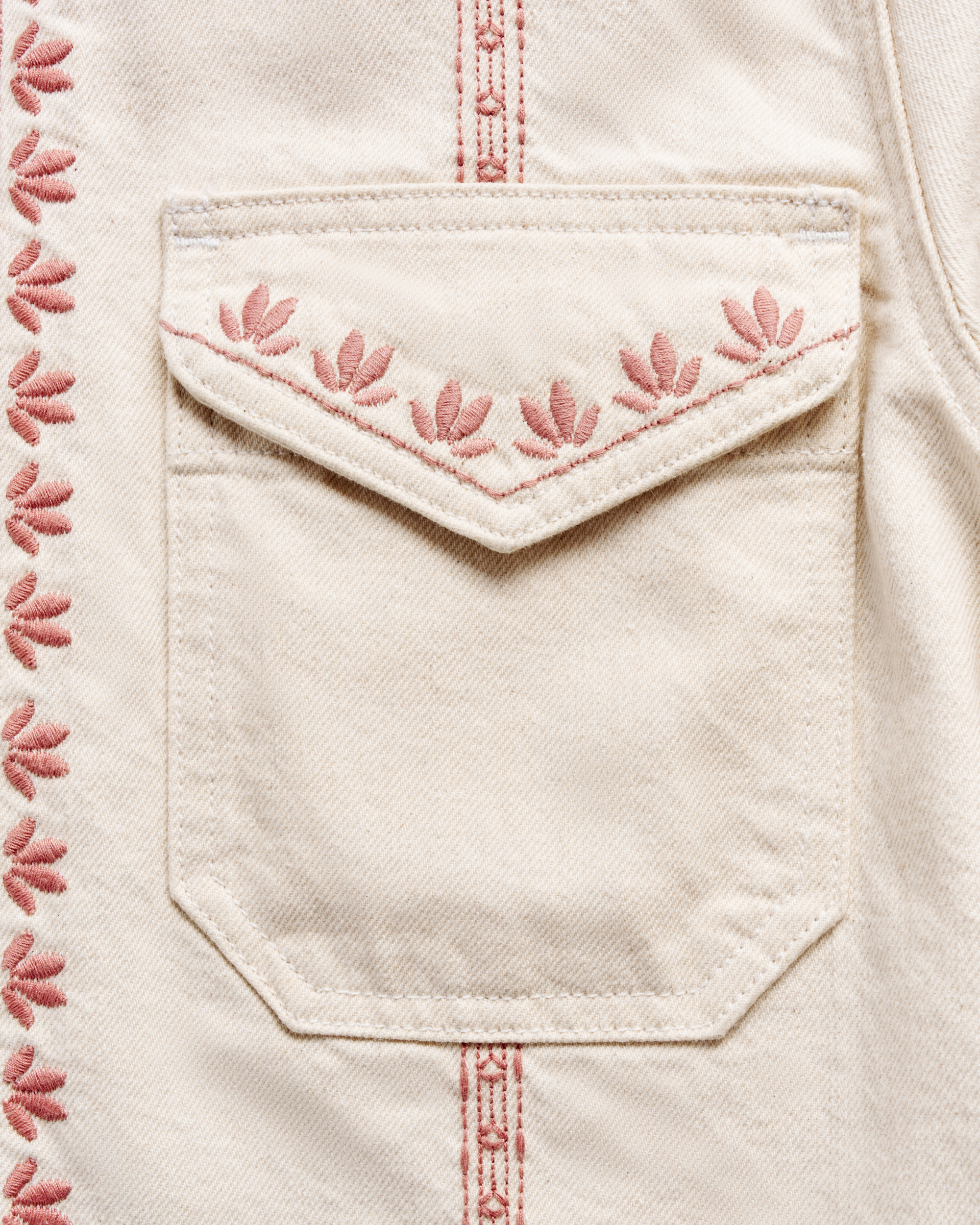 Women's Embroidered Mechanic's Jacket - Natural Denim