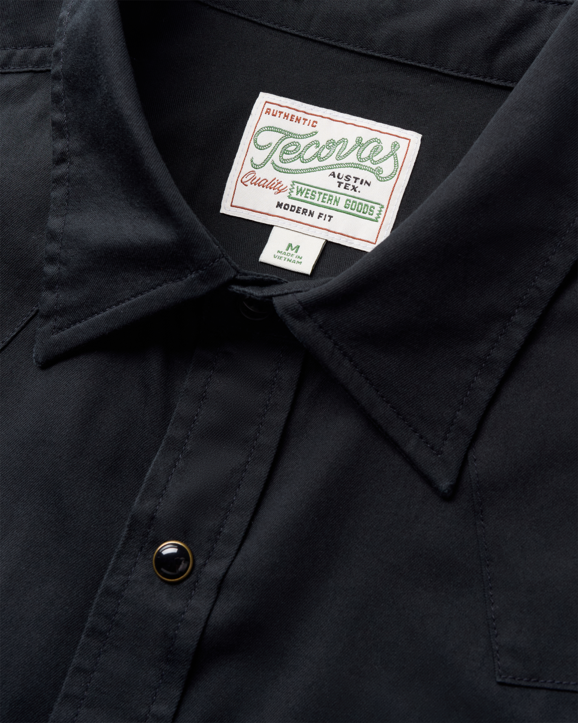 Men's Vintage Weight Sawtooth Cotton Pearl Snap - Midnight Cotton
