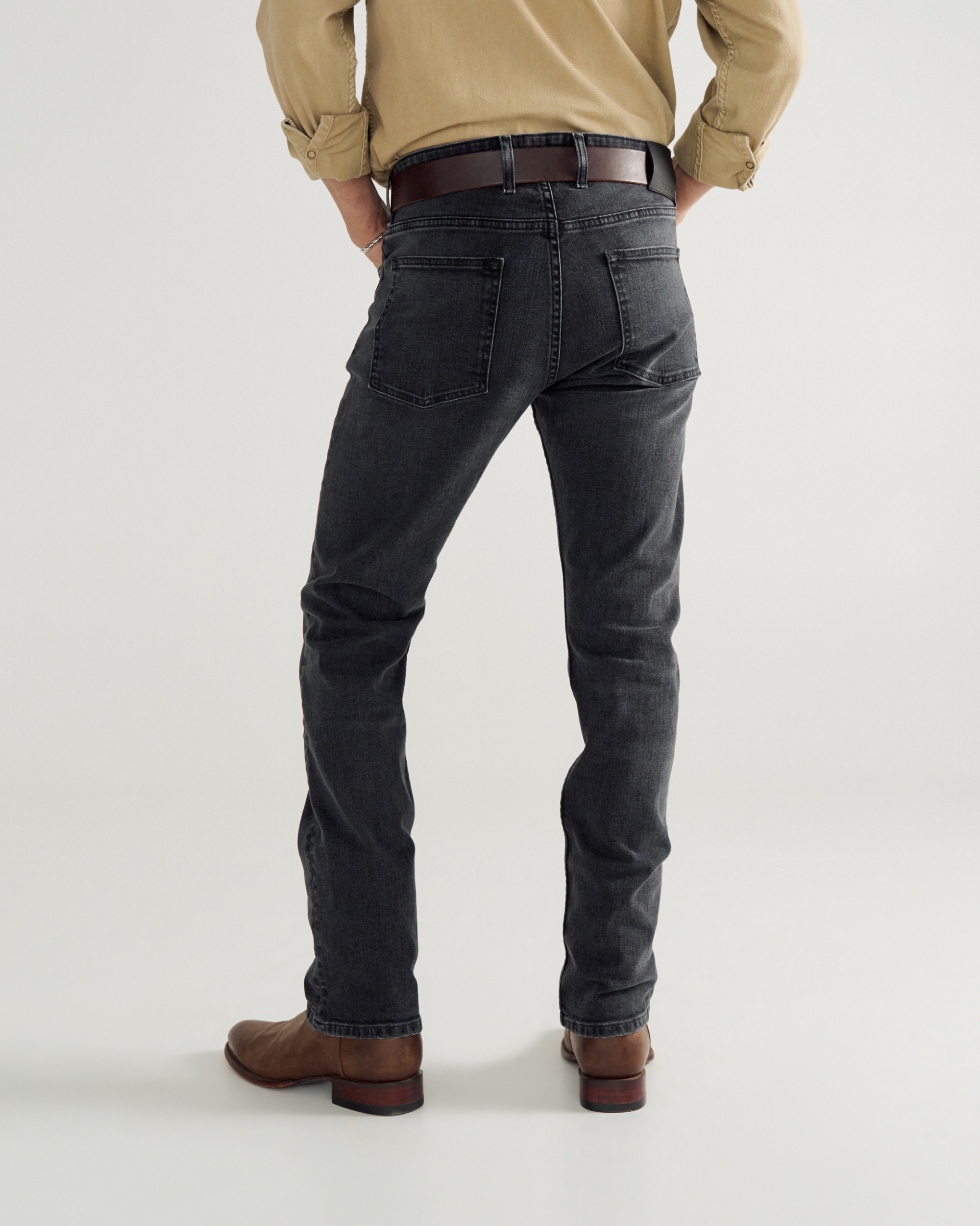 Men's Slim Straight Stretch Denim - Washed Black Stretch Denim