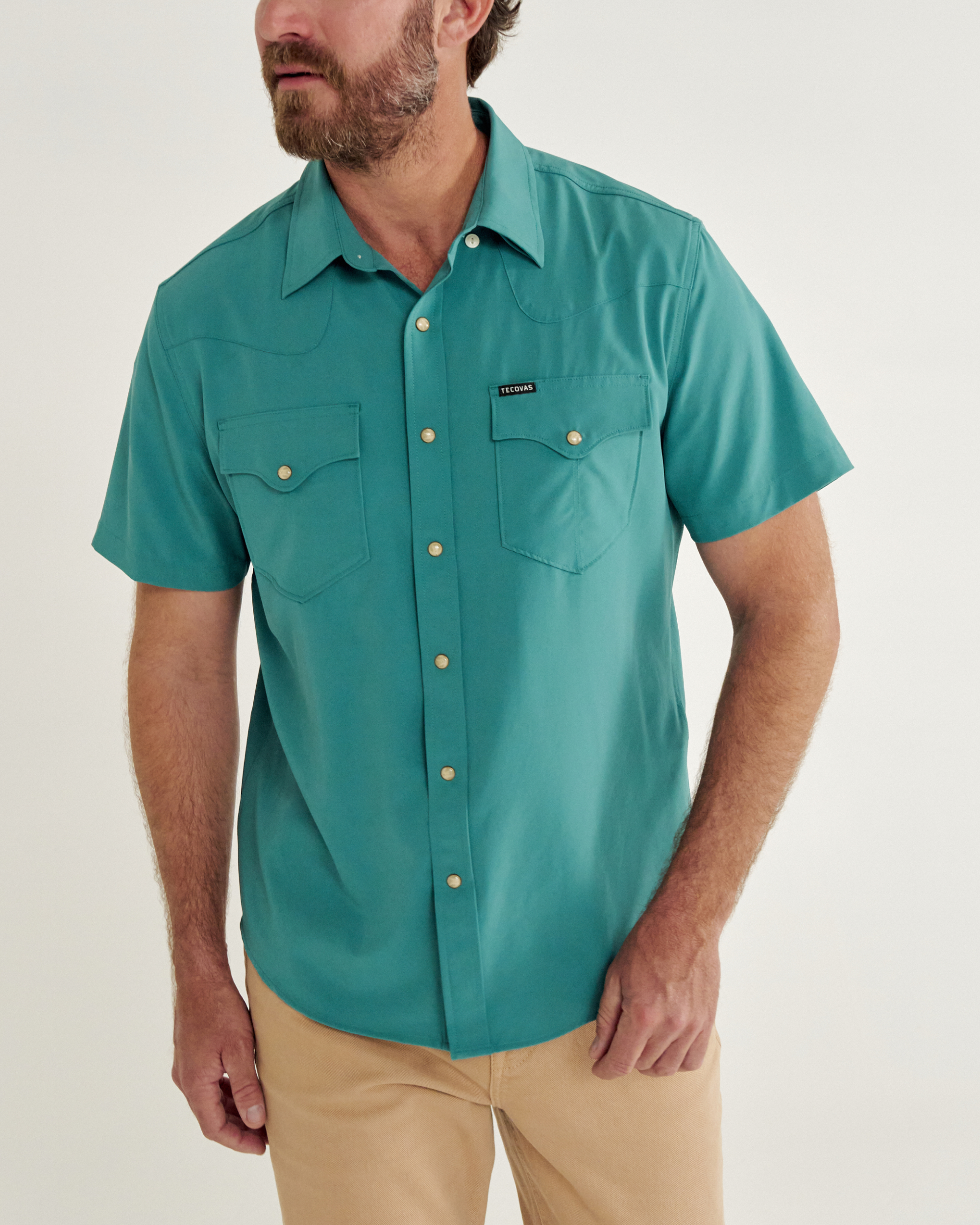 Men's Performance Short Sleeve Western Pearl Snap - Classic Fit - Deep Jungle Performance
