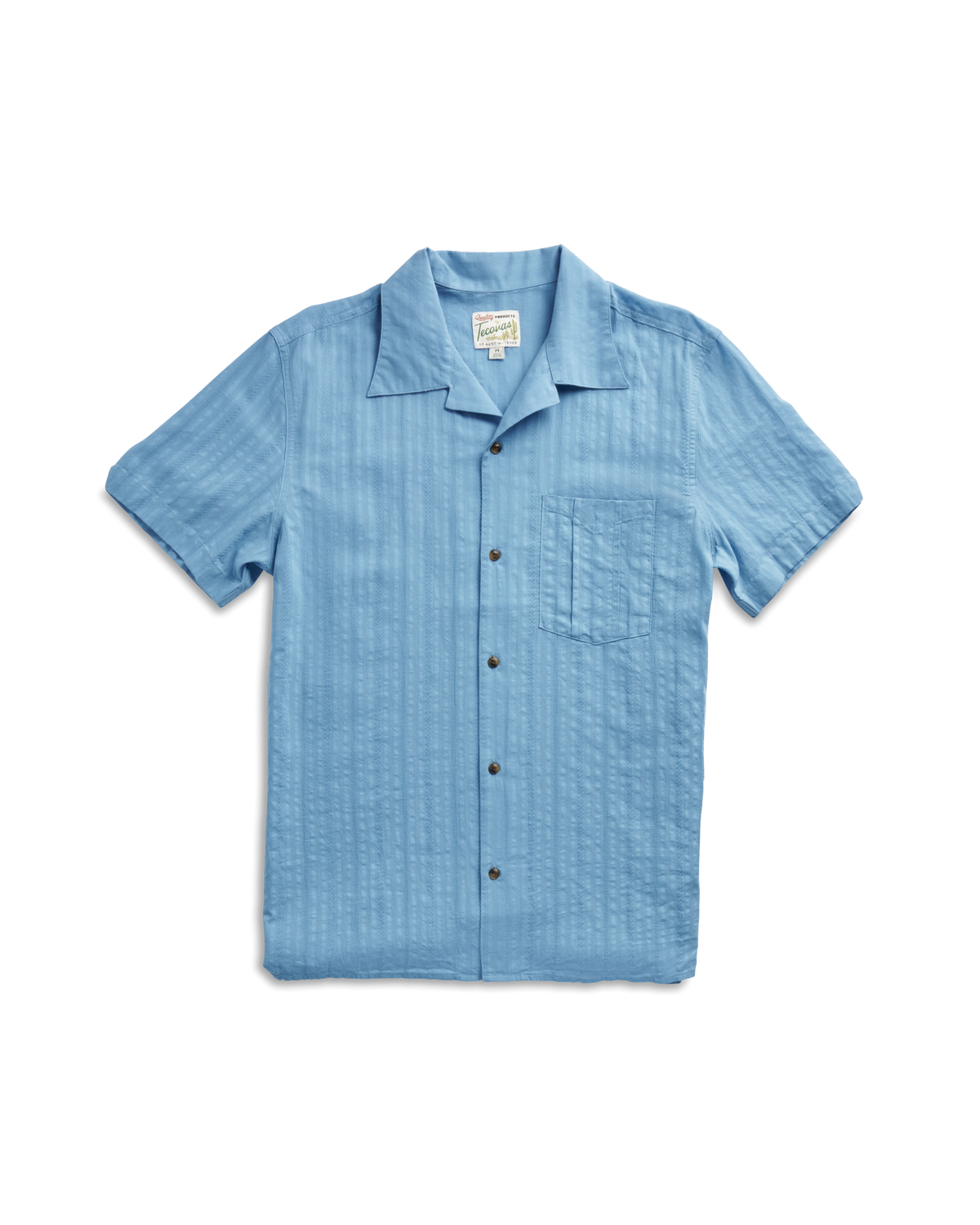 Men's Dobby Camp Short Sleeve Shirt - Light Blue Cotton