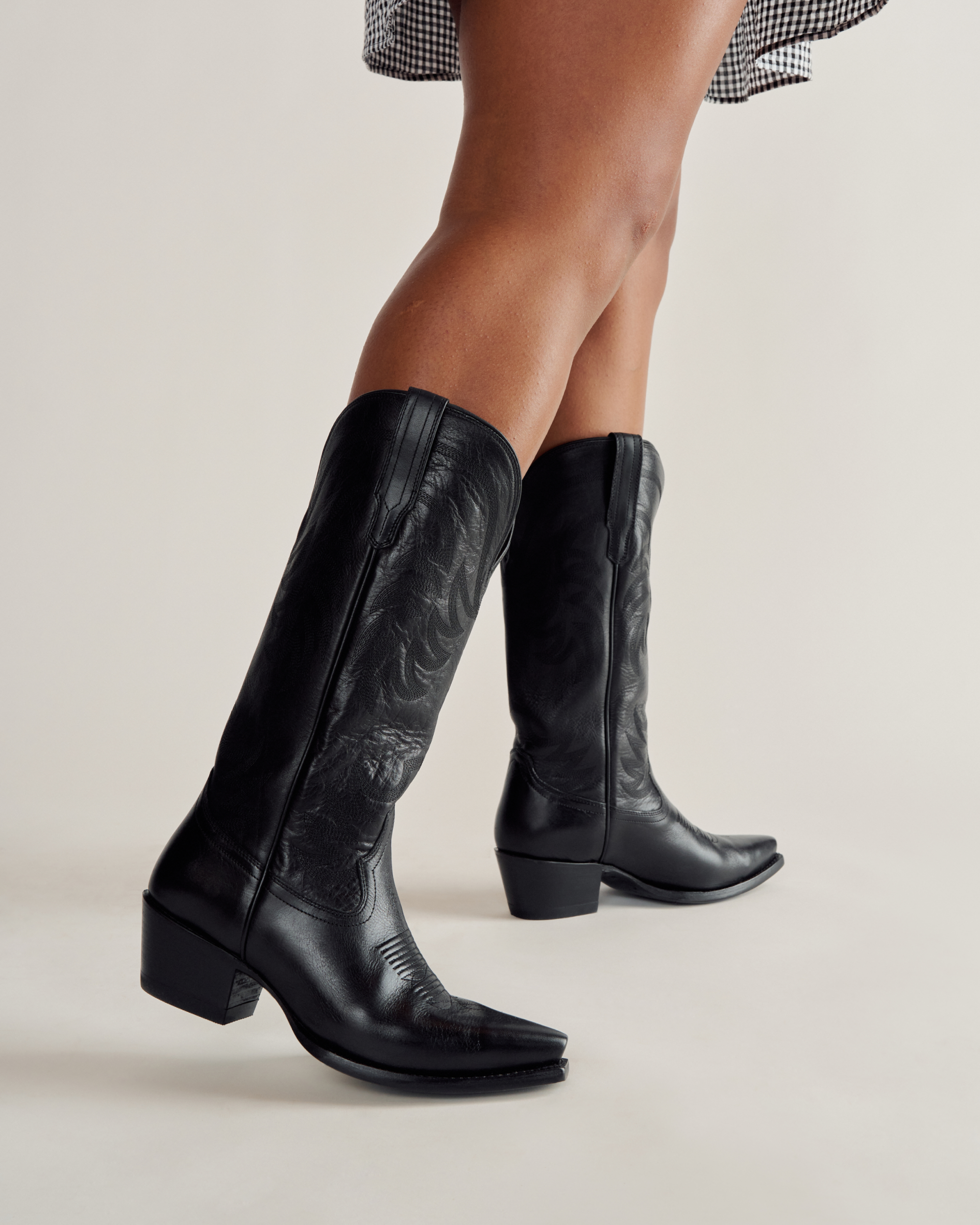The Annie Wide Calf - Midnight Cowhide