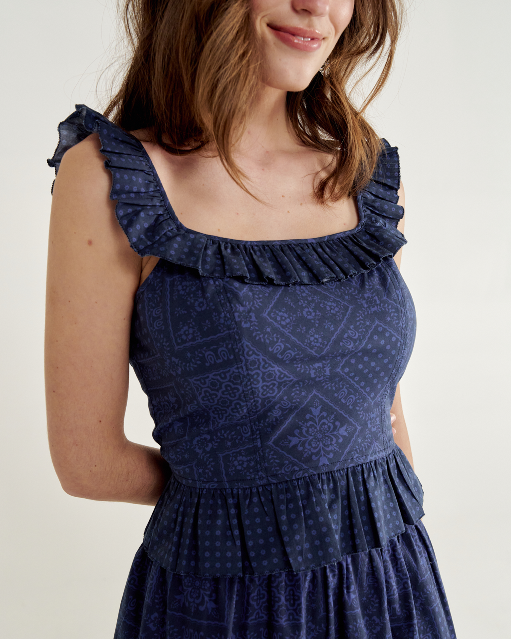 Women’s Bandana Peplum Tank - Navy Cotton