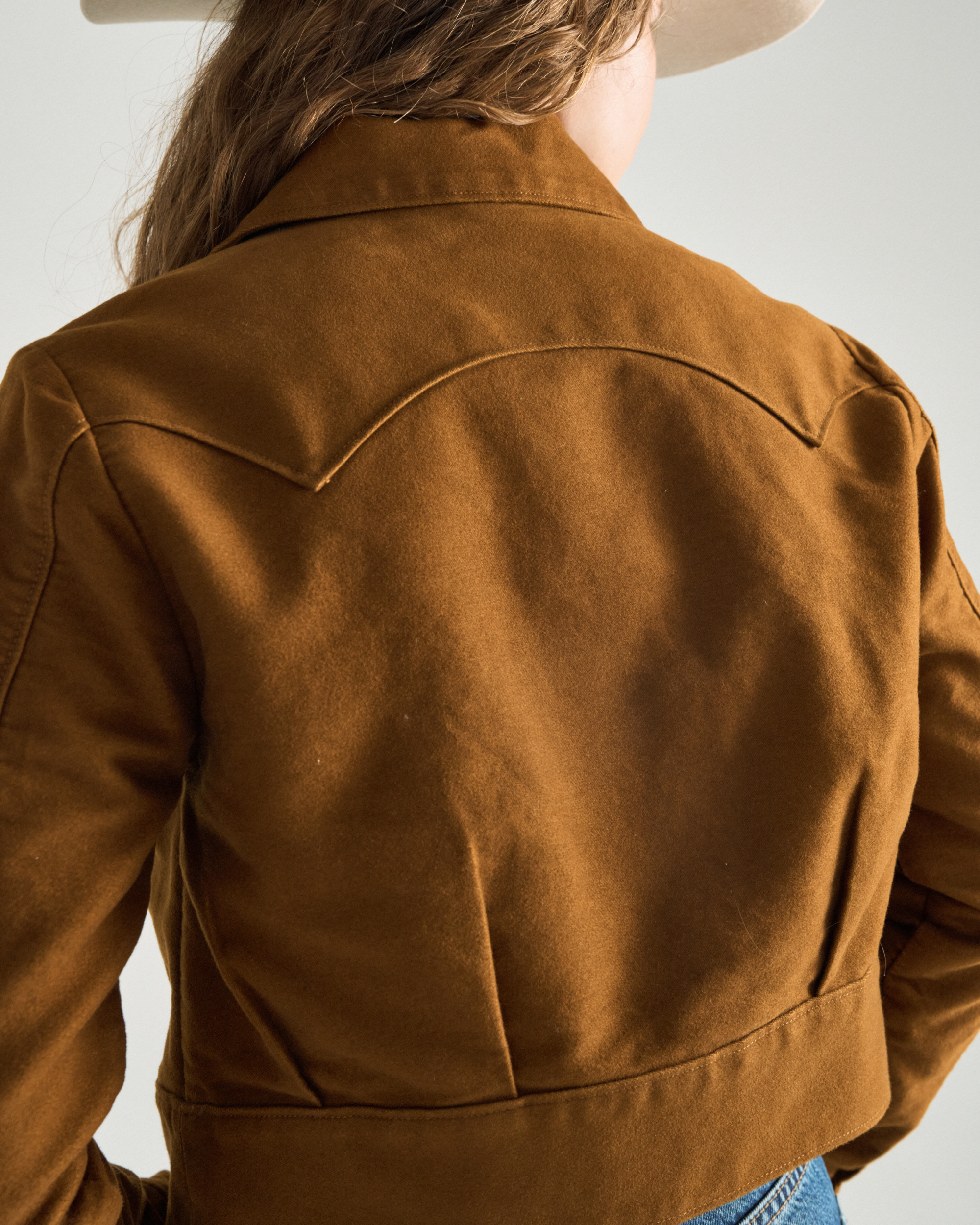 Women's Moleskin Pearl Snap Jacket - Camel Cotton