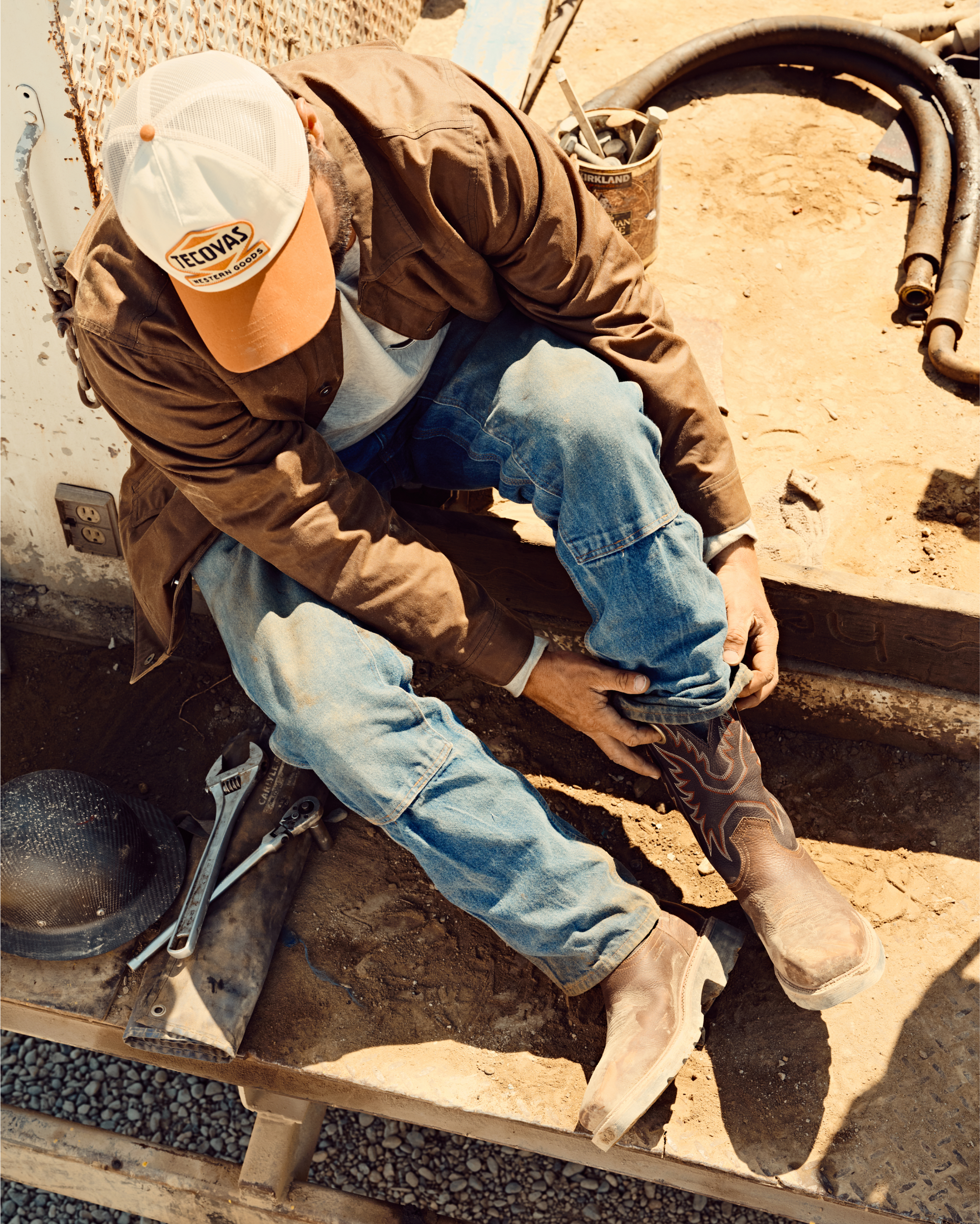 LongHaul Waterproof Square Composite Toe Work Boot - Tobacco Black Cowhide