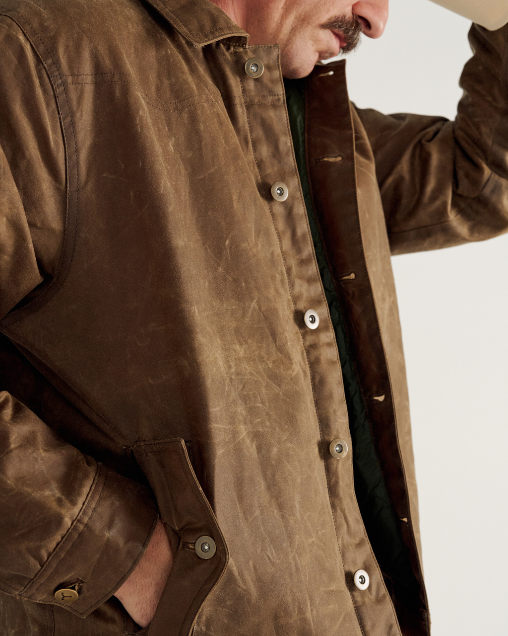 Men's Buckaroo Waxed Canvas Trucker Jacket - Black Cotton