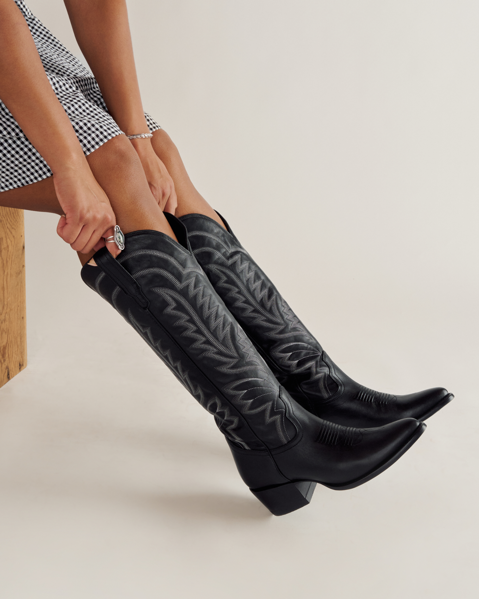 The Abby Wide Calf - Midnight Cowhide