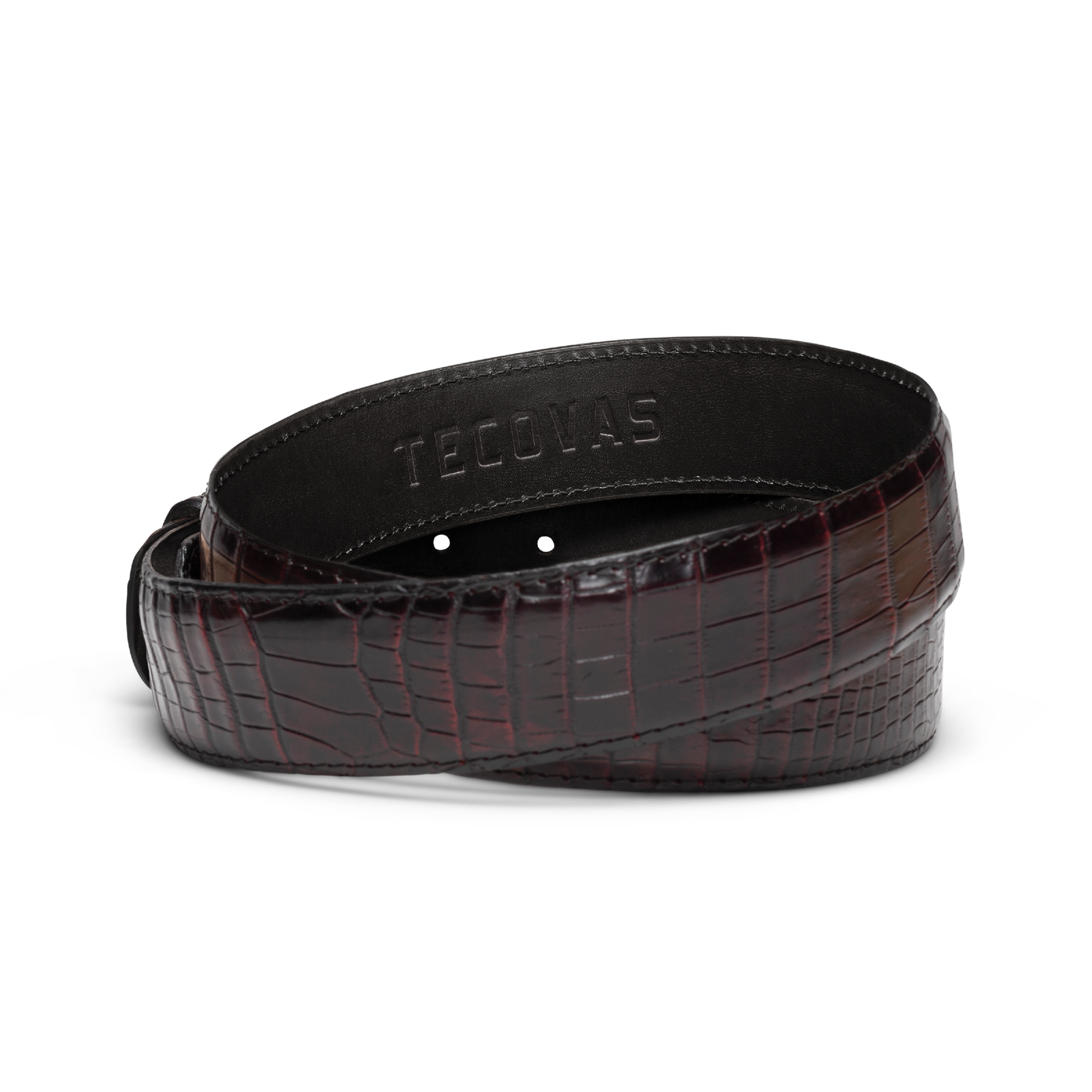 Men's Crocodile Belt - Black Cherry Crocodile