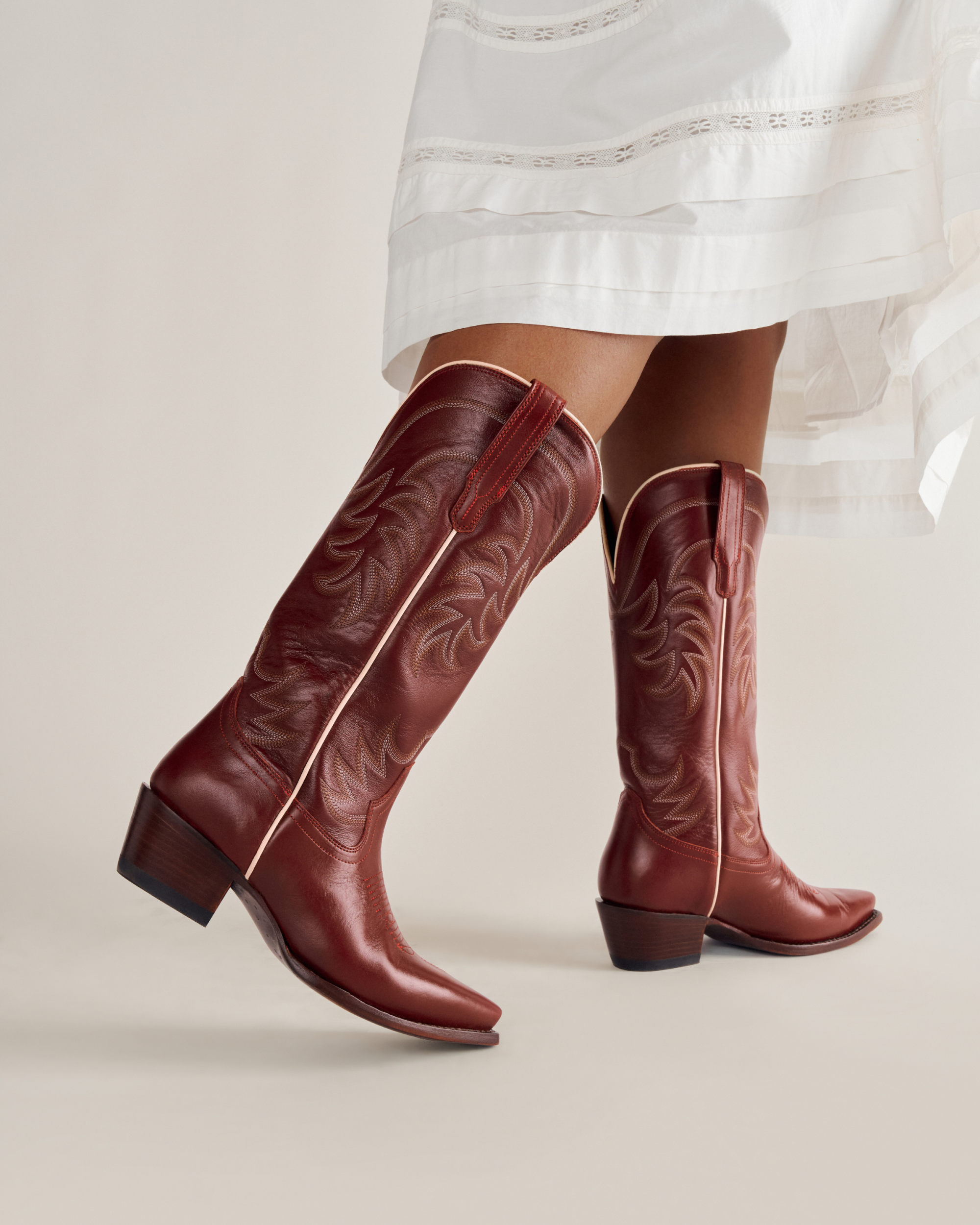 The Annie Wide Calf - Scarlet Cowhide