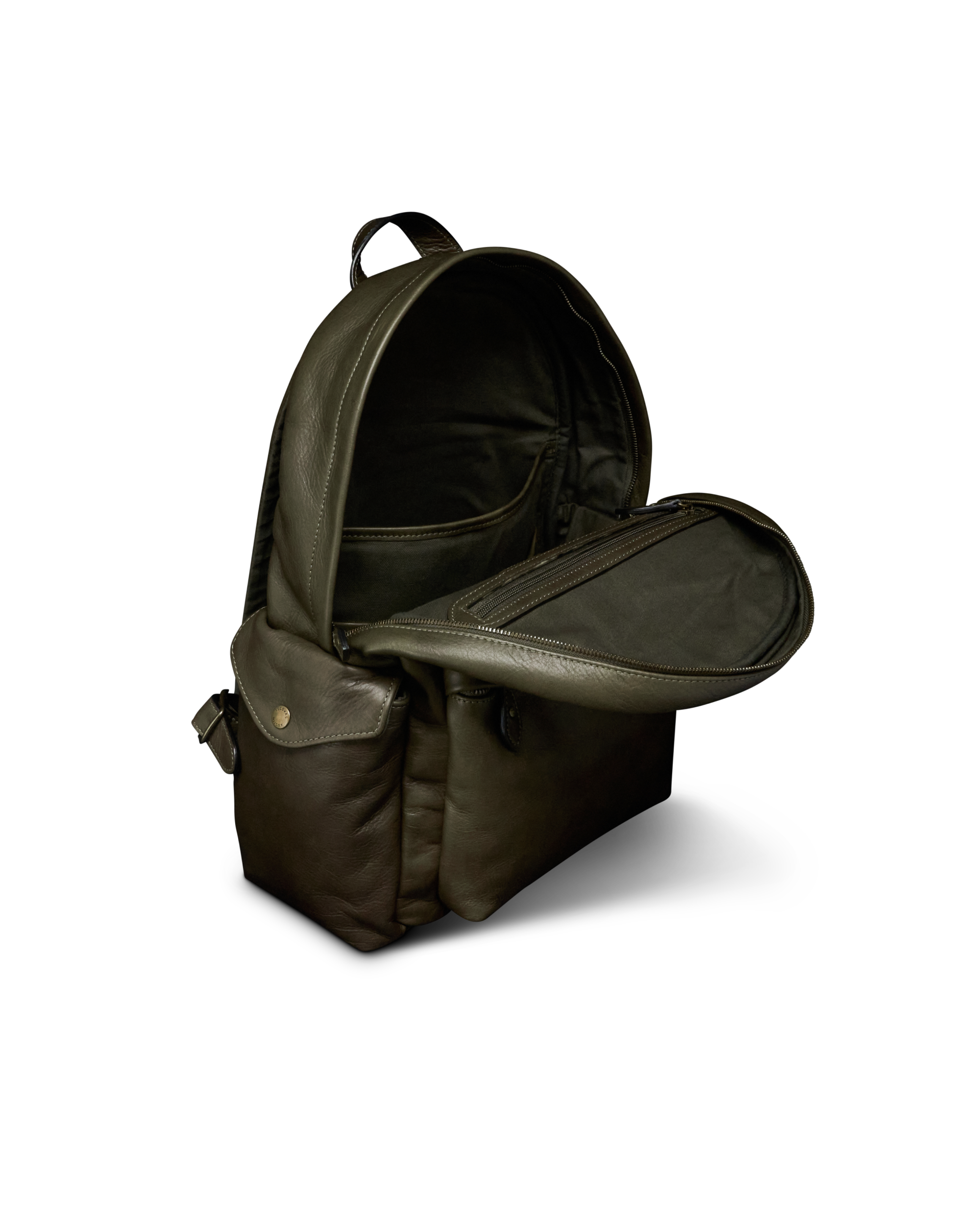Men's Leather Backpack - Dark Olive Cowhide