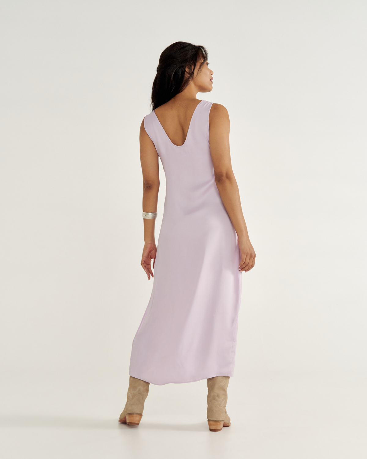 Women's Embroidered Slip Dress - Lilac Viscose