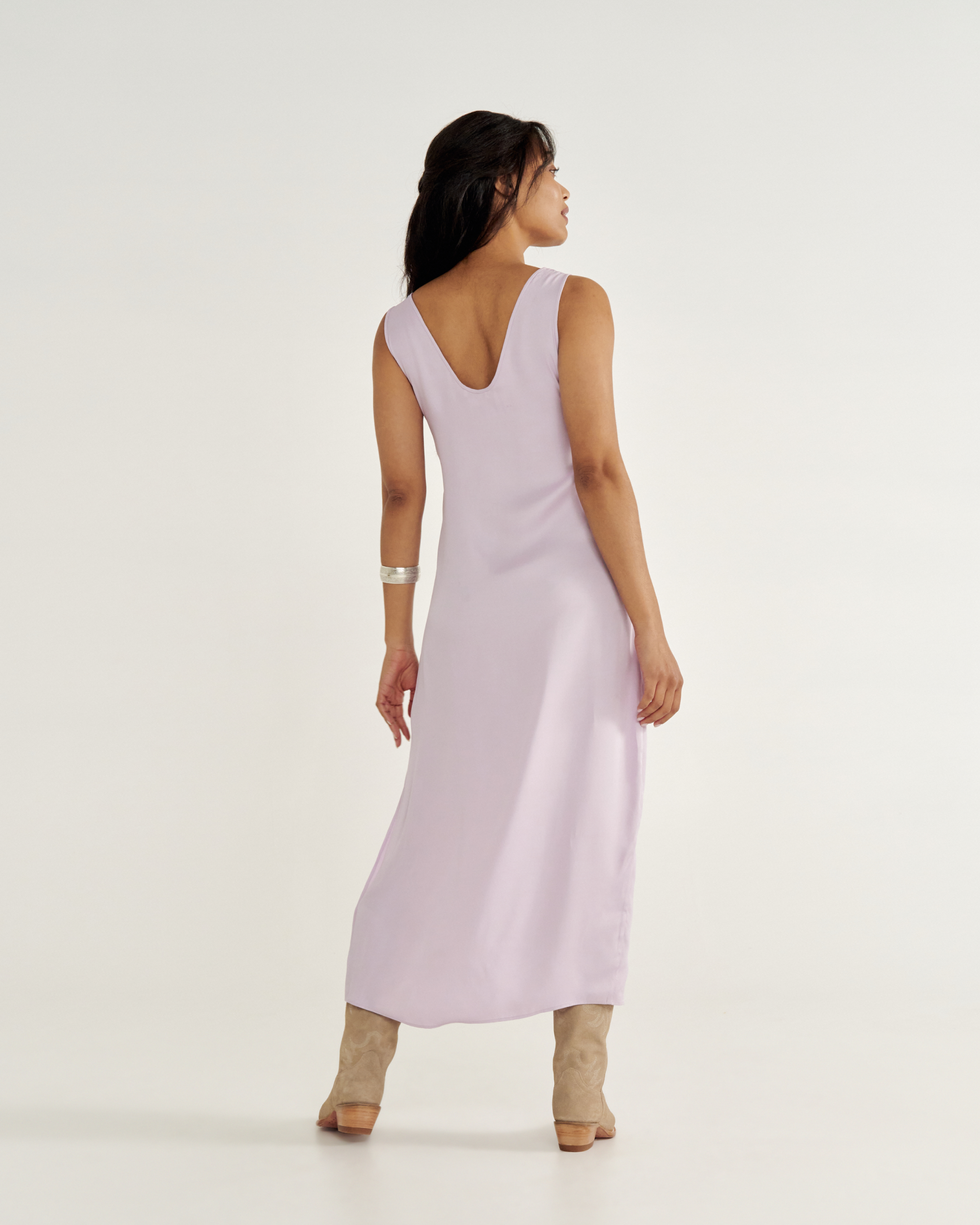 Women's Embroidered Slip Dress - Lilac Viscose