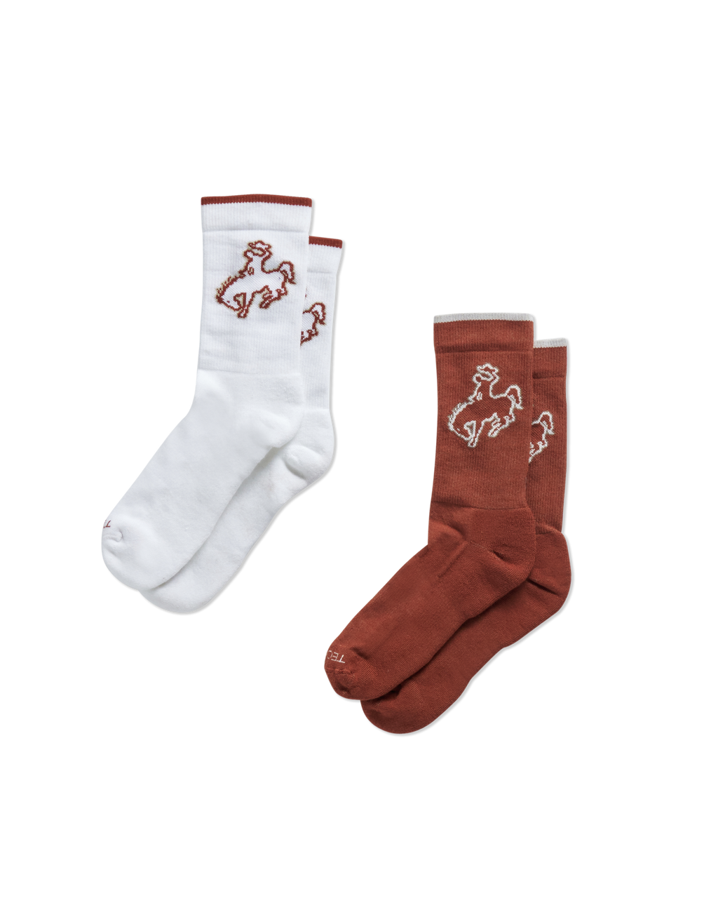 Buckin Bronc Crew Socks (2-Pack) - White Rust Polyester Spandex