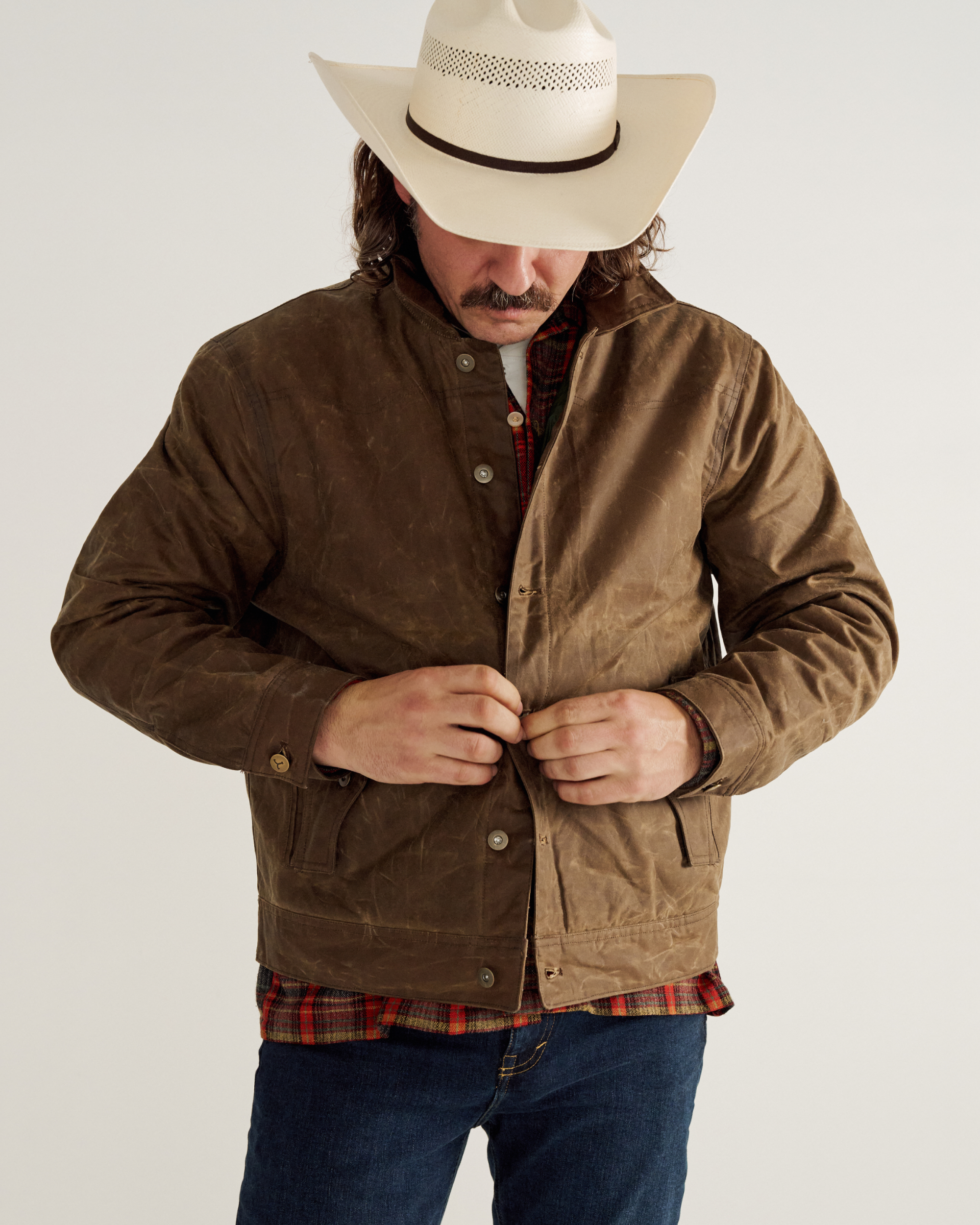 Men's Buckaroo Waxed Canvas Trucker Jacket - Black Cotton