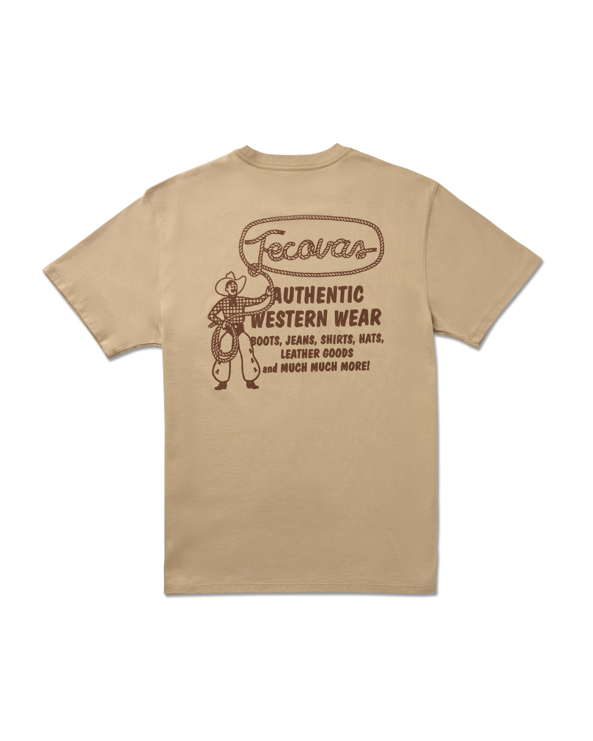 Men's Authentic Western Wears Tee - Khaki Brown  Pima Cotton