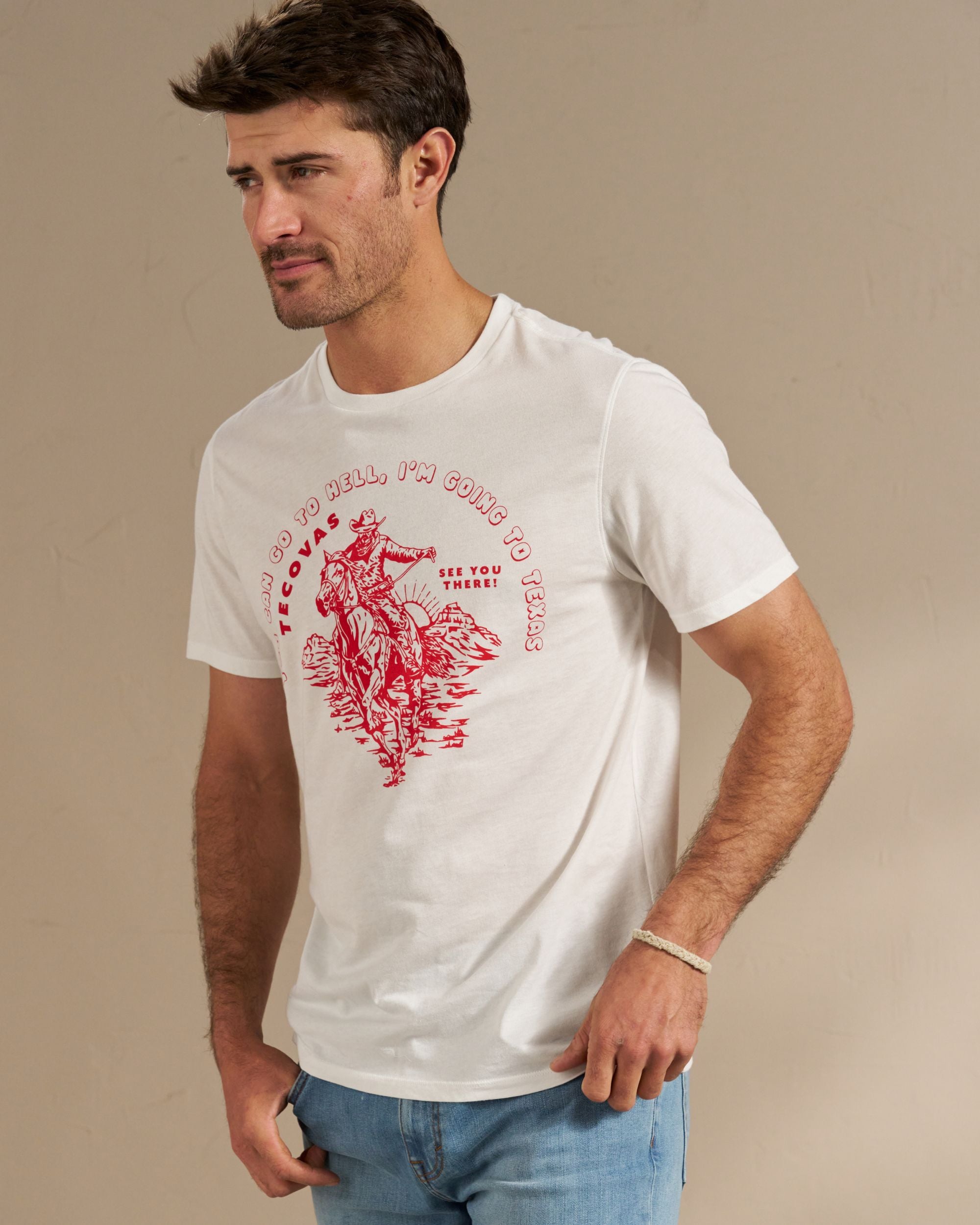Men's I'm Going to Texas Tee - Bone Red Pima Cotton