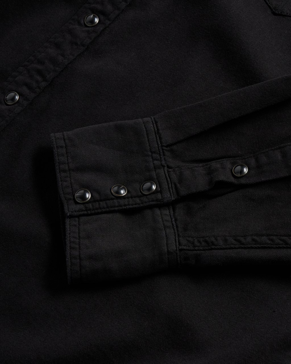 Men's Denim Long Sleeve Pearl Snap - Black Denim