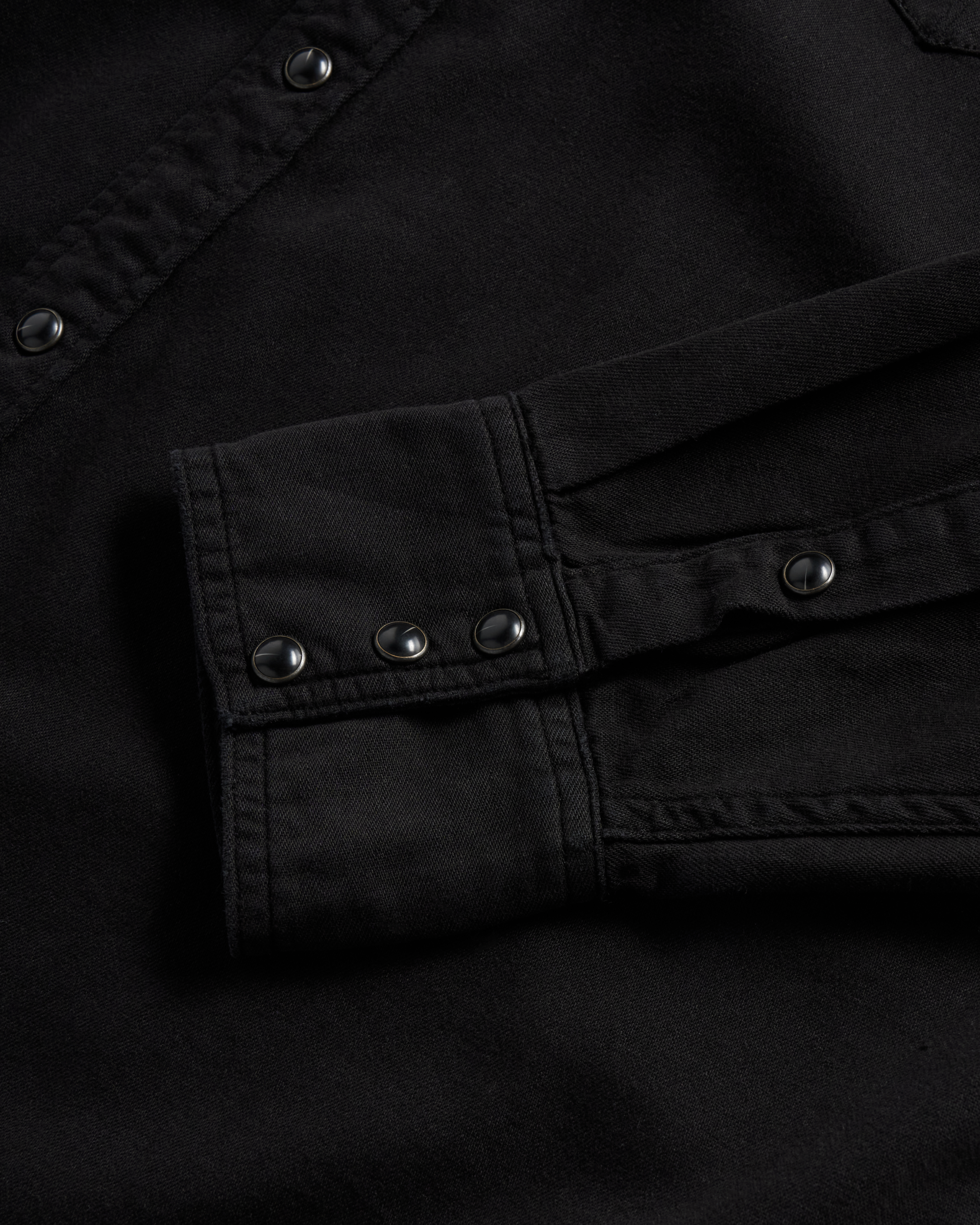 Men's Denim Long Sleeve Pearl Snap - Black Denim