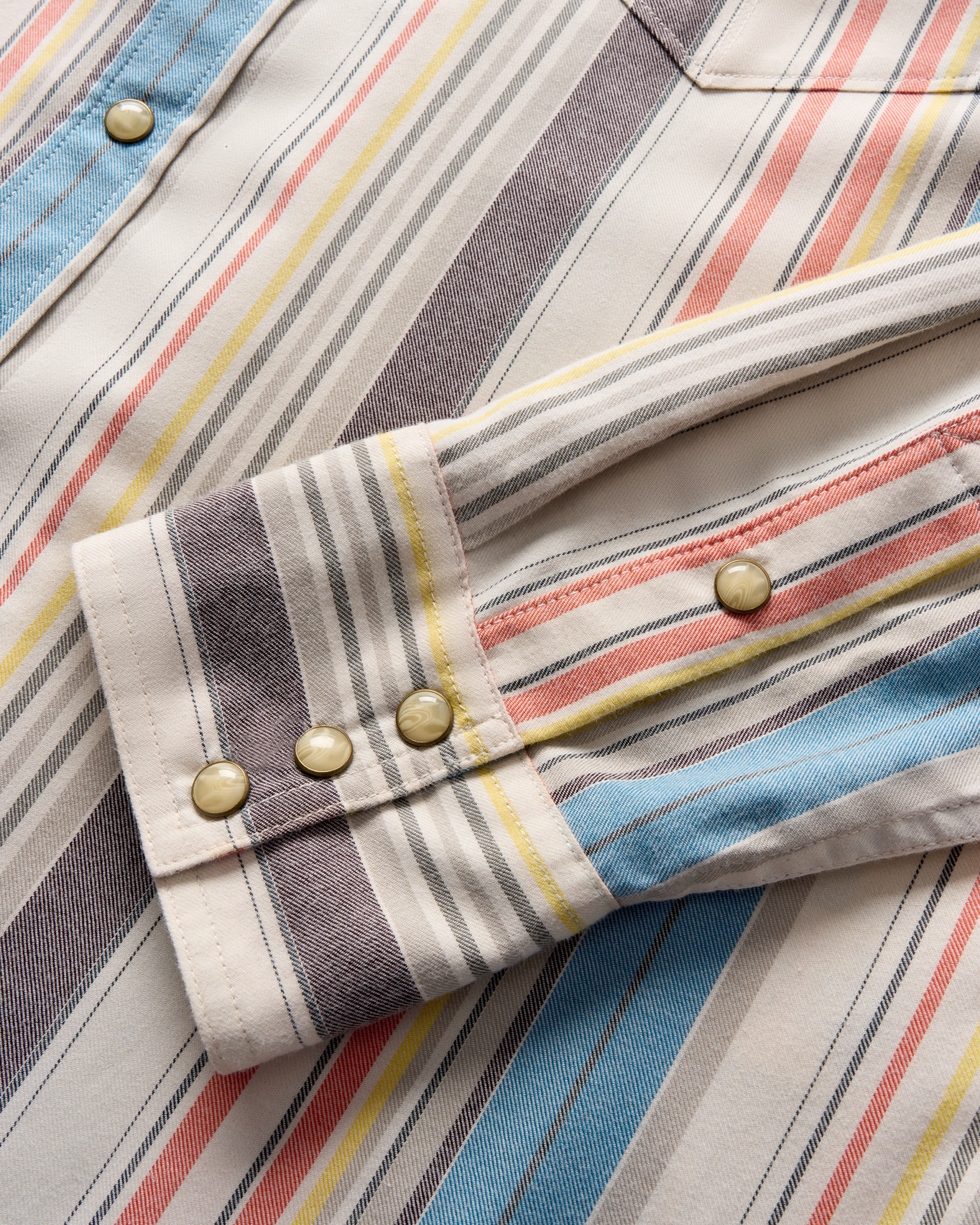 Men's Flying-T Foundation Weight Pearl Snap - Tan Multi Cotton Blend