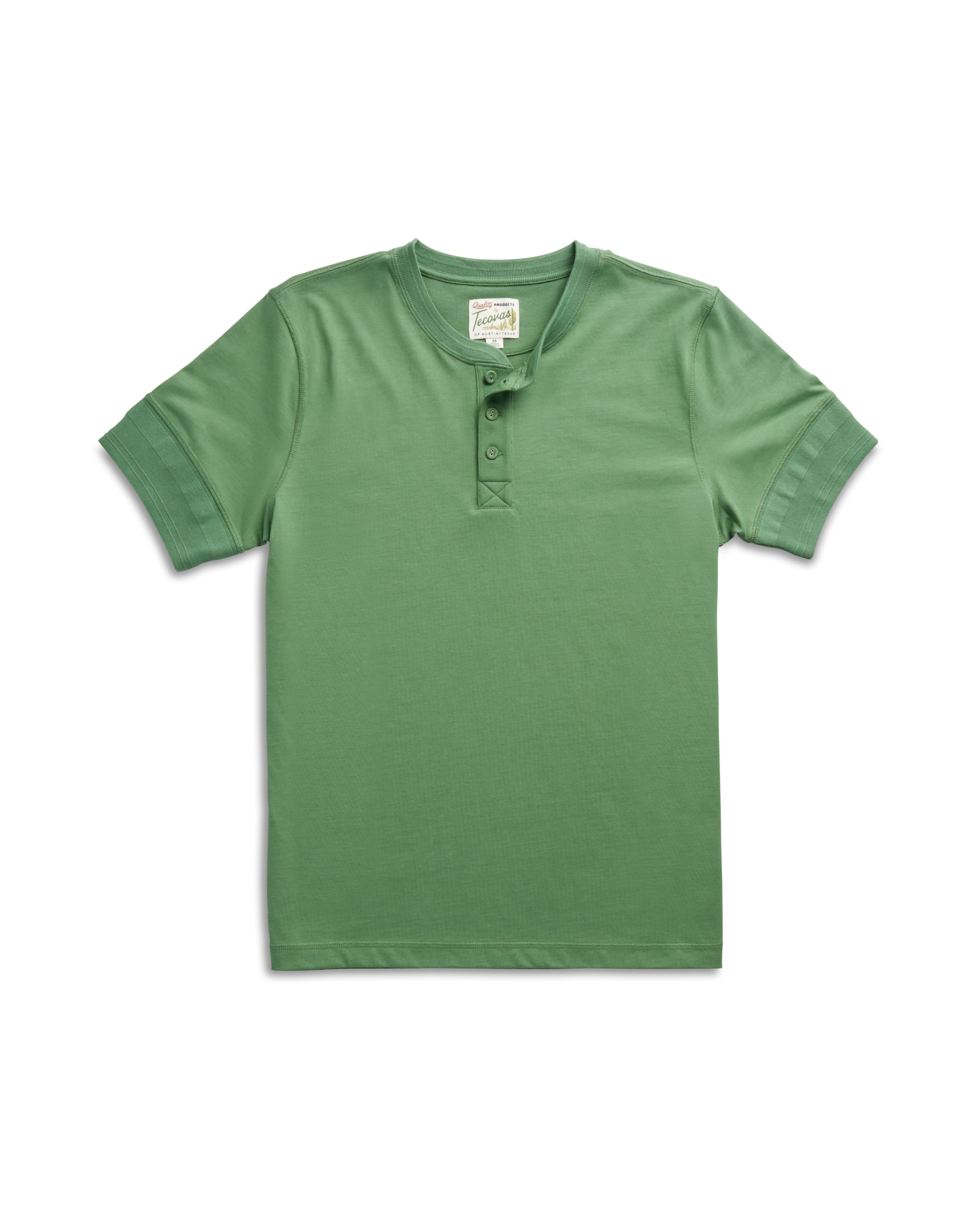 Men's Standard Issue Short Sleeve Henley - Green Pima Cotton