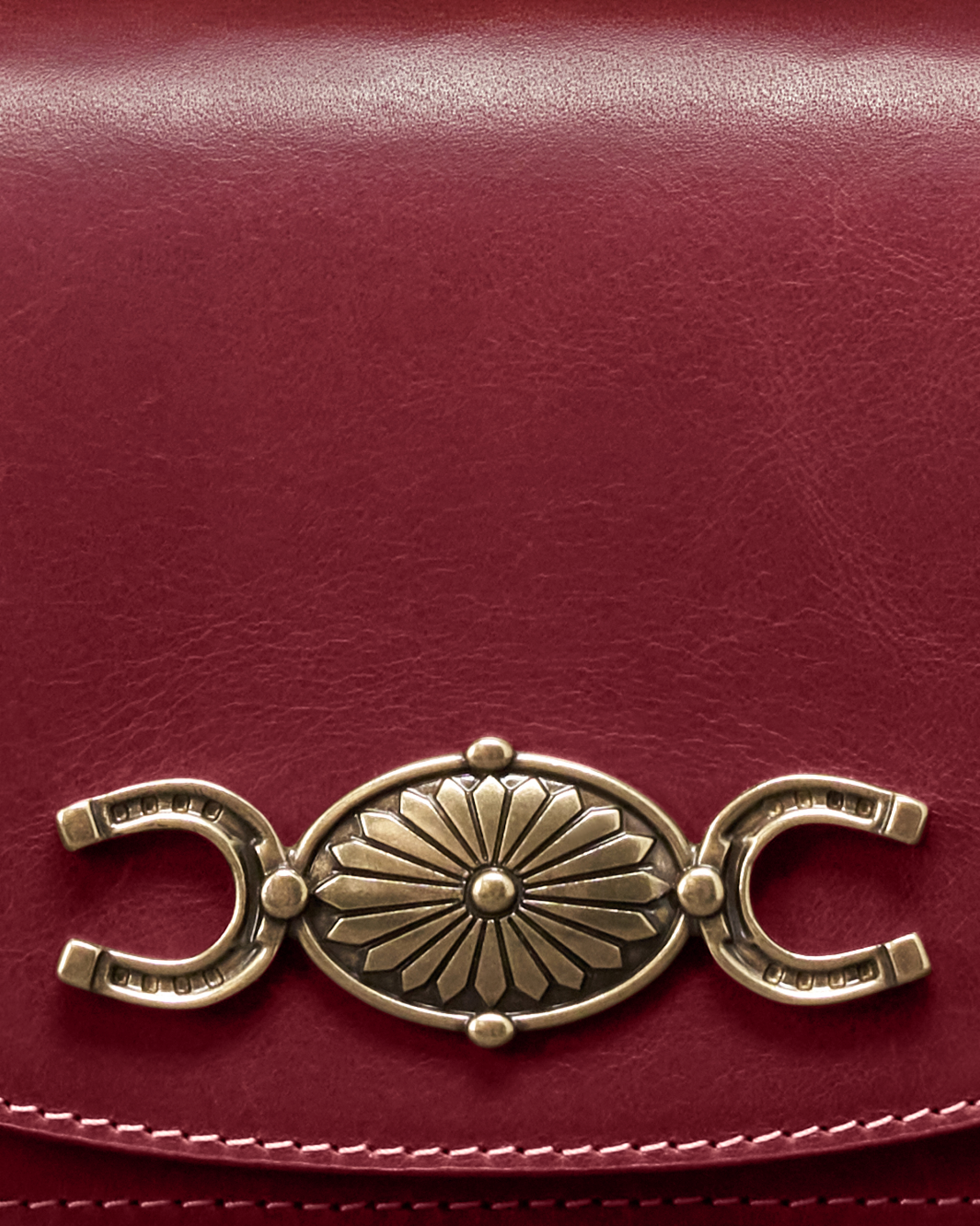 Concho Chain Crossbody - Cabernet Cowhide