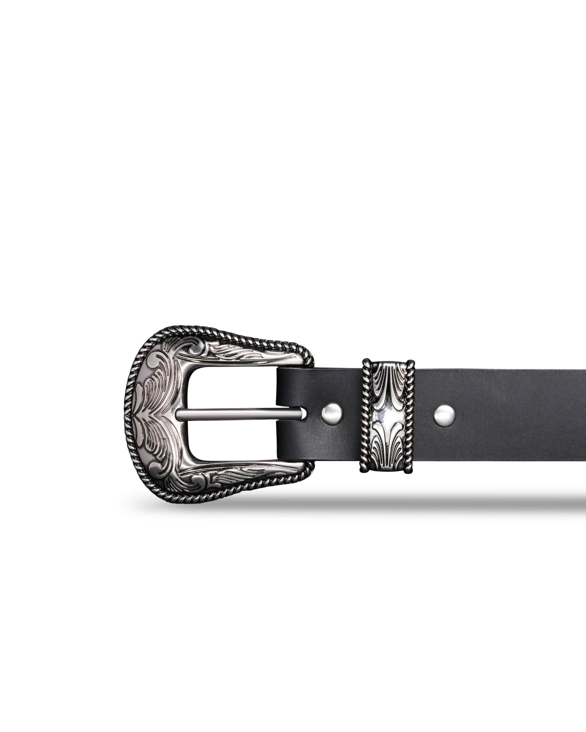 Women's Western 3 Piece Belt - Black Cowhide