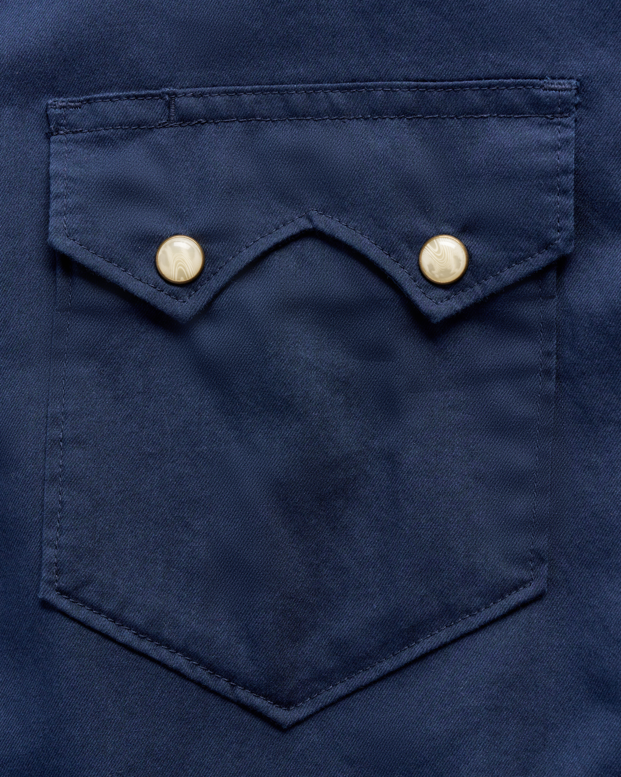 Men's Classic Fit Vintage Weight Sawtooth Short Sleeve Pearl Snap - Navy Cotton
