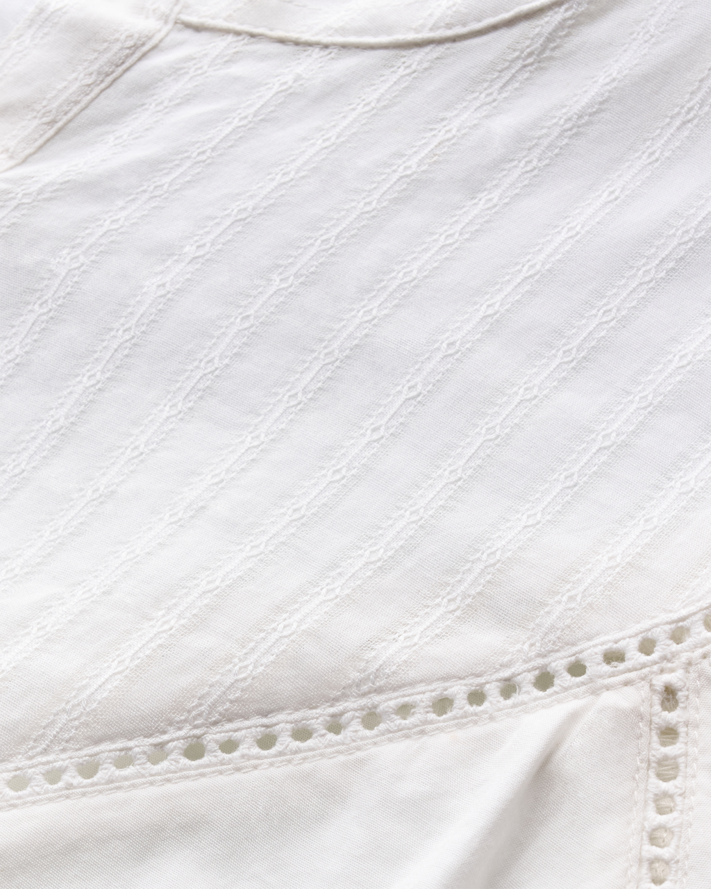 Women's Lace Peasant Top - White Cotton