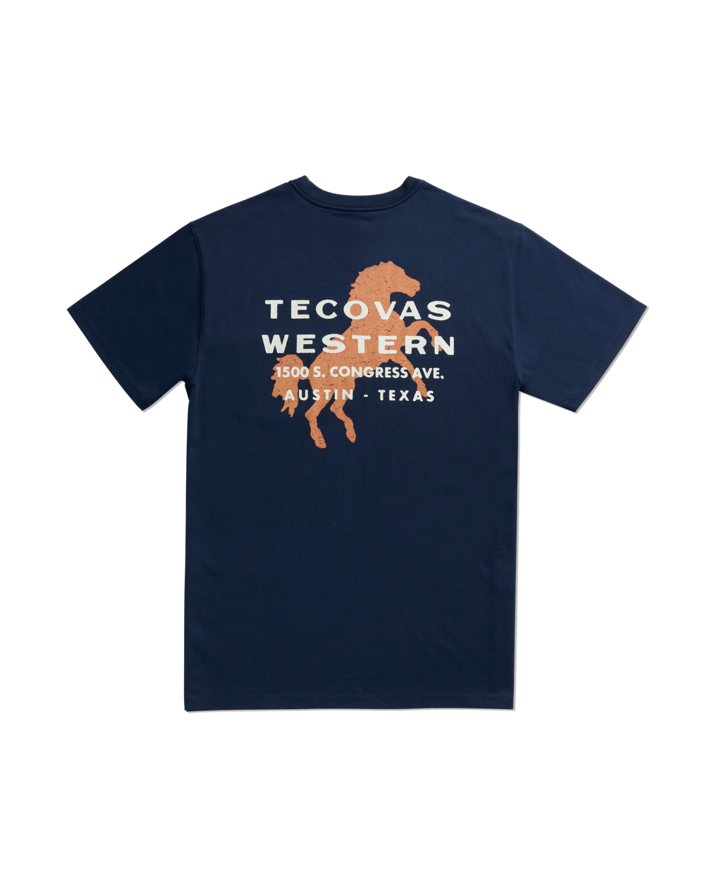 Men's Western Horseman Pocket Tee - Navy White Supima Cotton