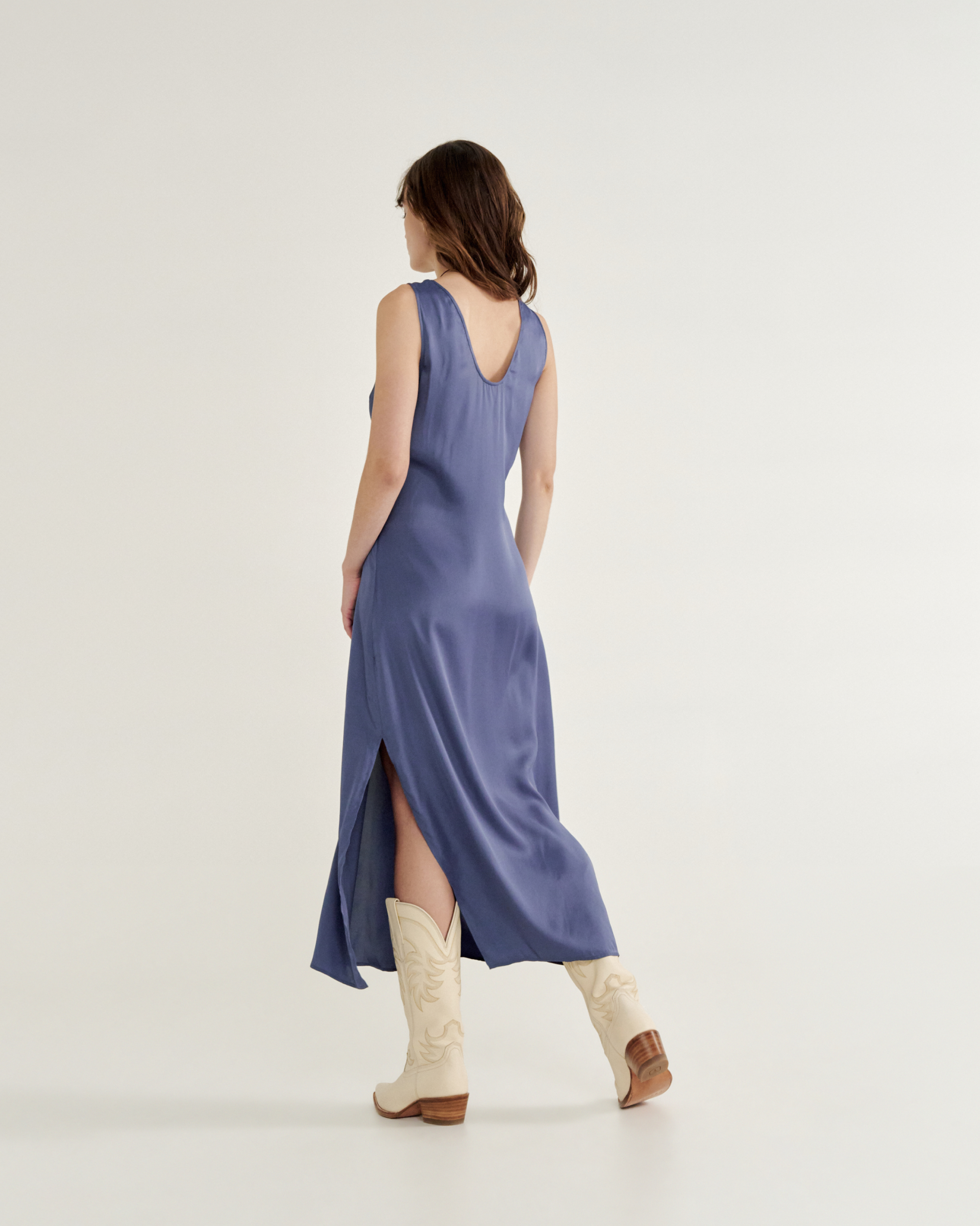 Women's Embroidered Slip Dress - Navy Viscose